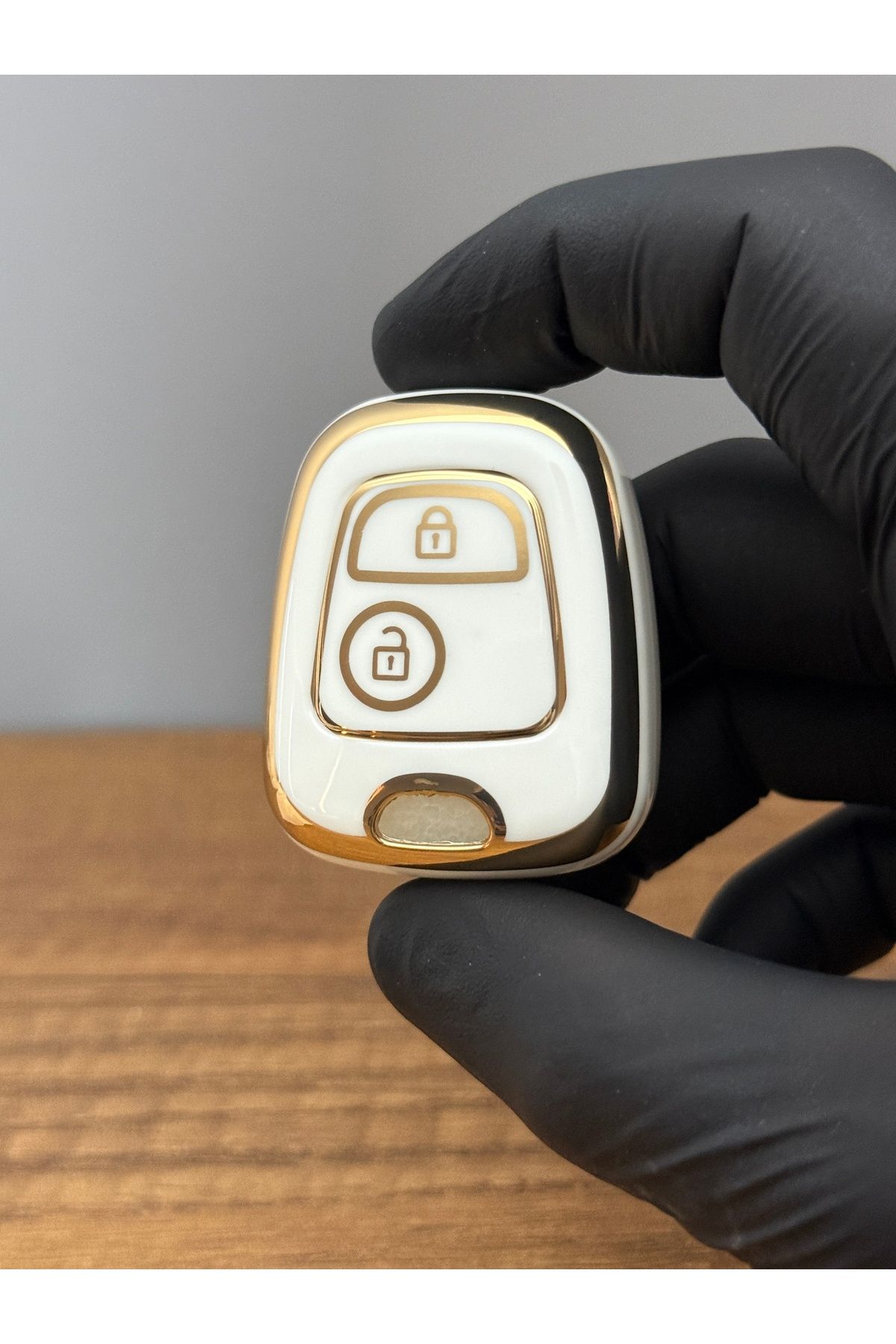 Mavi Keys Peugeot 206, 207, 307, 407 - Citroen C2, C3 uyumlu 2 düğmeli silikon anahtar kılıfı – Beyaz renk