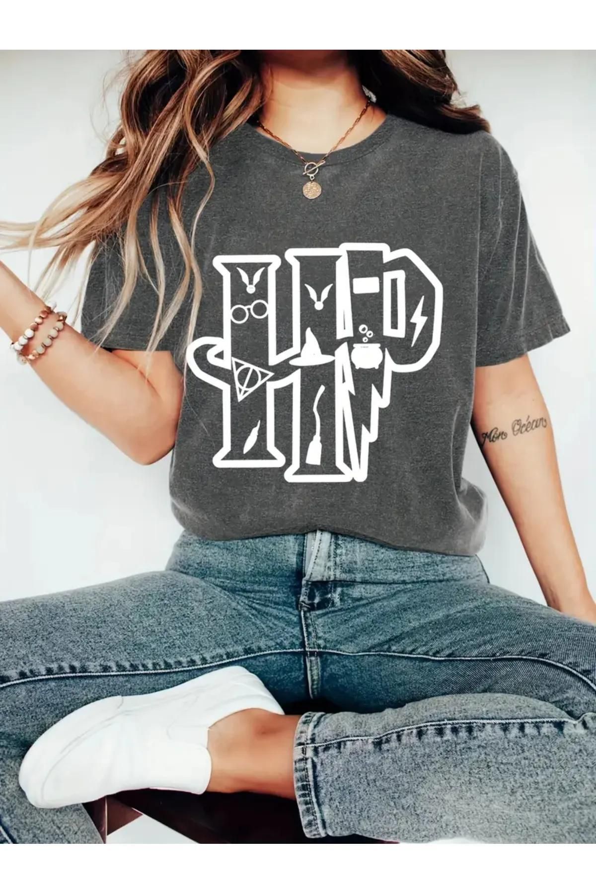 Koklonmoda Büyük Beden Unisex Harry Potter Baskılı Oversize T-Shirt