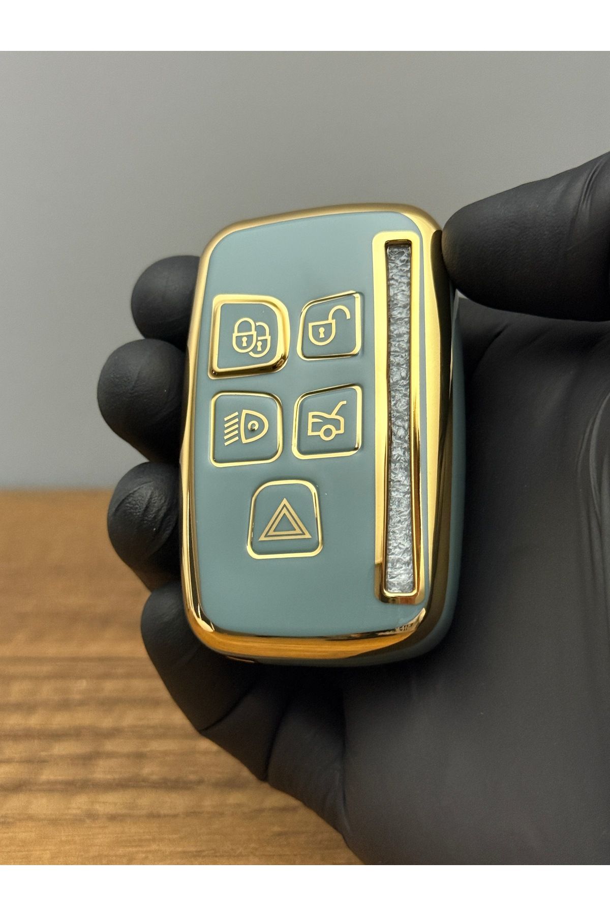 Mavi Keys Range Rover Land Rover Smart 2012 ve Sonrası 5 Düğmeli Silikon Anahtar Koruma Kılıfı Gri Renk