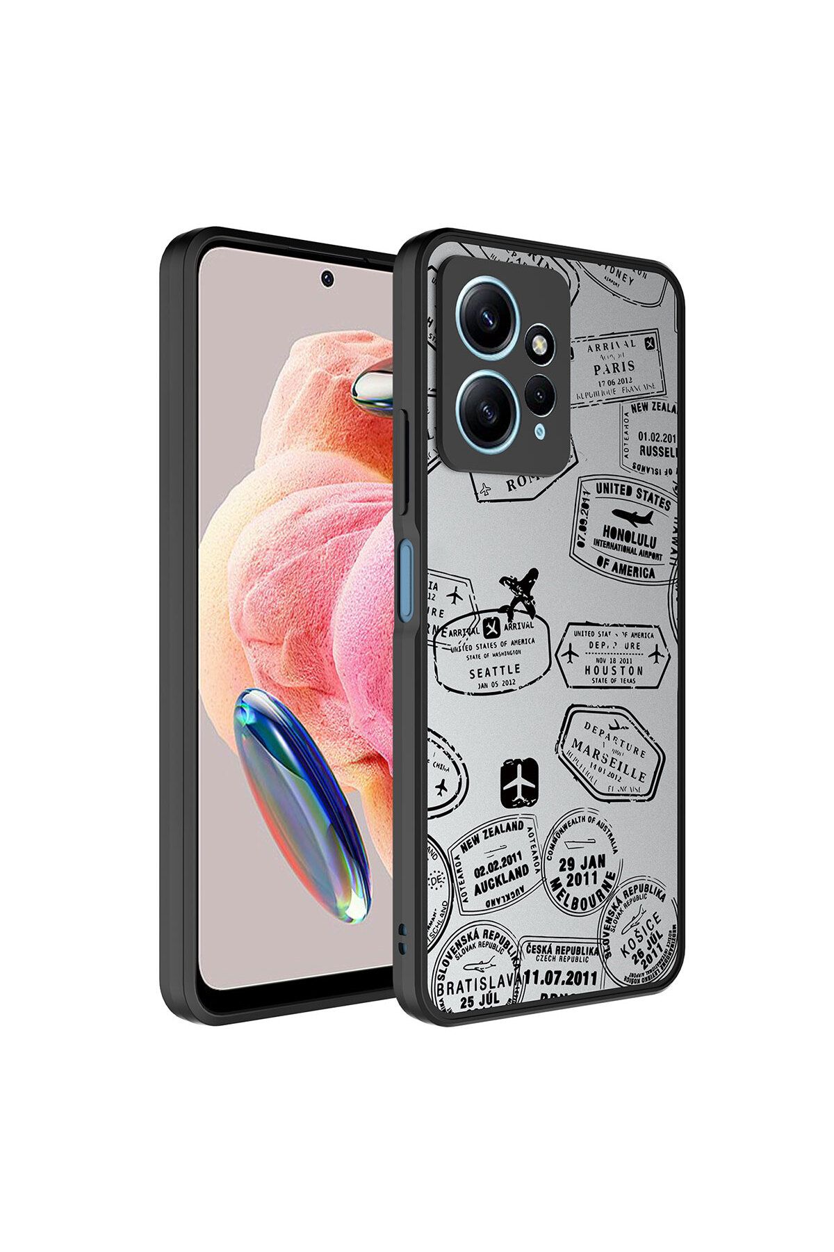 YTSGLOBAL Redmi Note 12 4G Kılıf Aynalı Desenli Kamera Korumalı Parlak YTSG Mirror Kapak - Seyahat