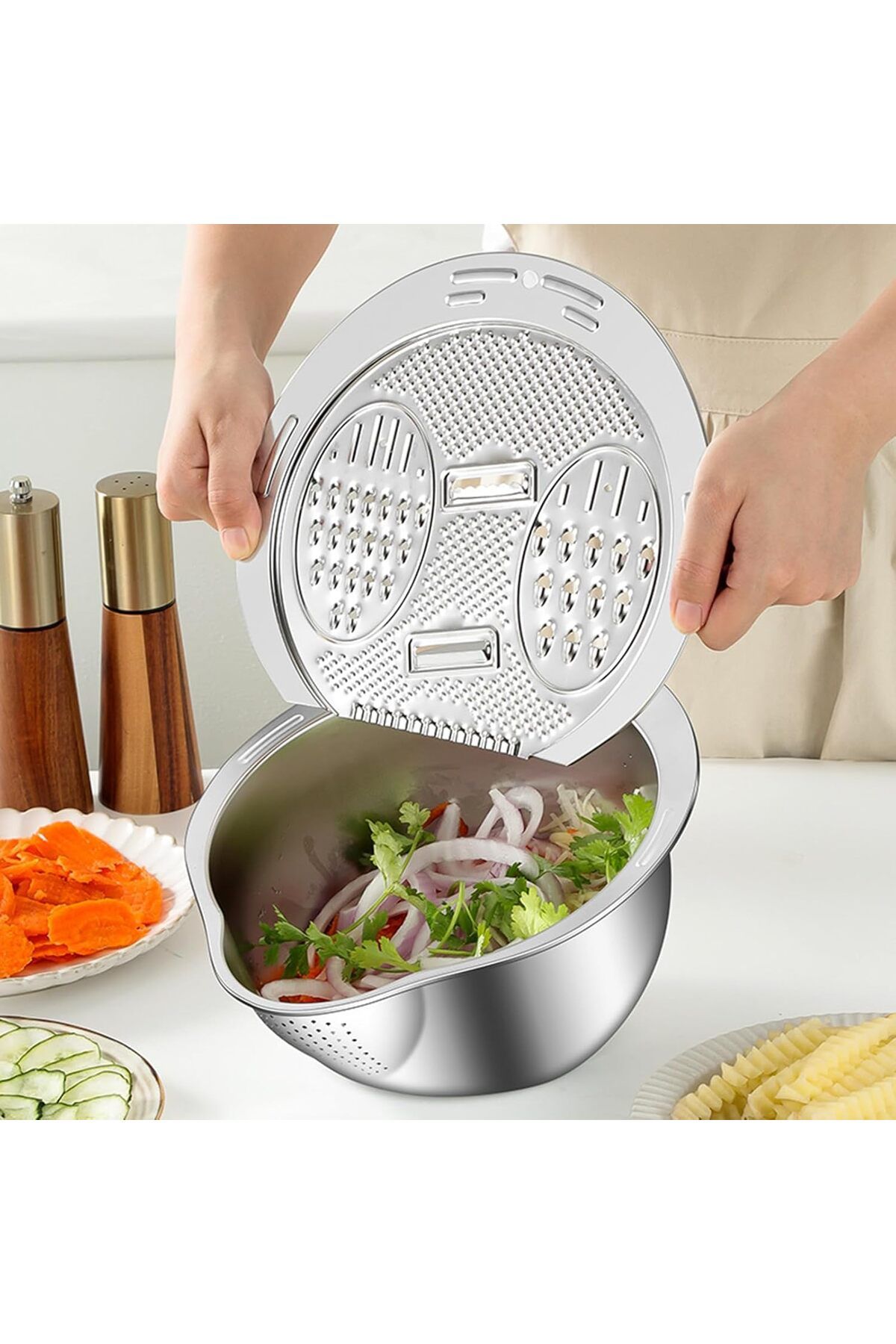 div-3 in 1 Set Grater Strainer With Sieve And Bowl Diameter 24 cm 4