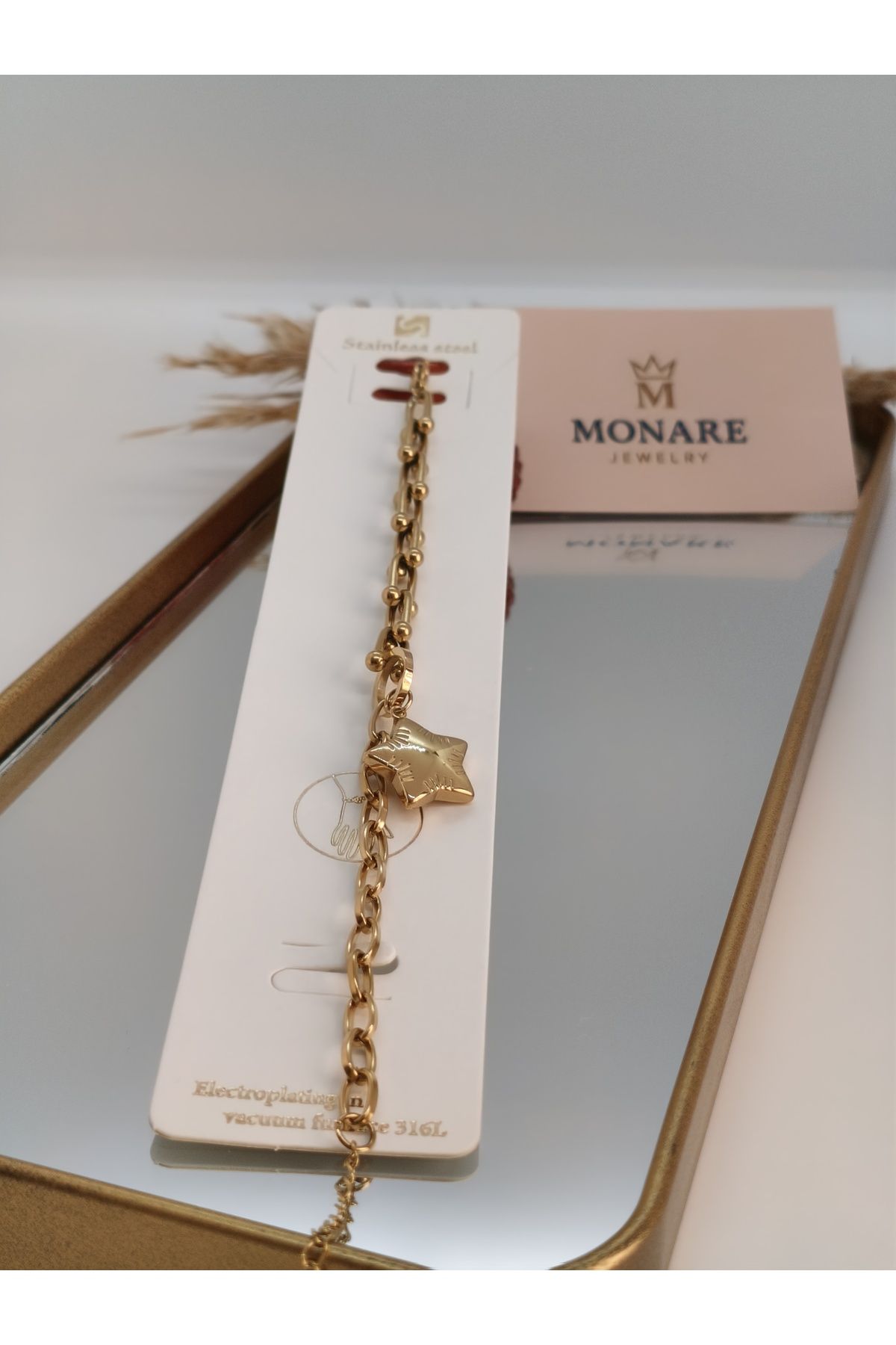 MONARE JEWELRY Monare Kadın Çelik Bileklik Kararmaz Suya Dayanıklı Antialerjik