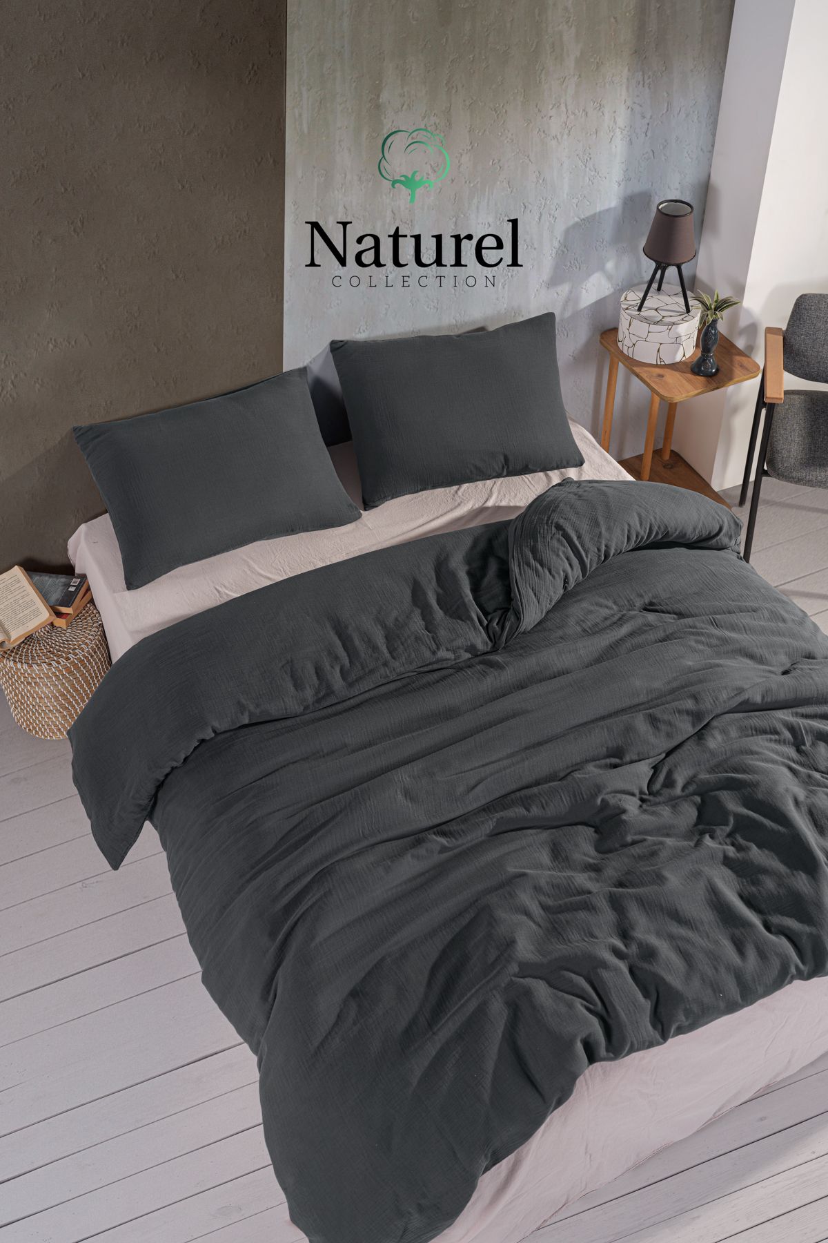 Naturel Collection %100 Doğal Müslin Nevresim Takımı – Çift Kişilik | Çanta Hediyeli! 🌿