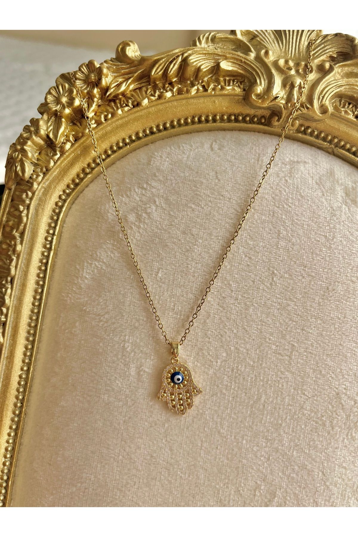 SİRİUS 316L Çelik Taşlı Hamsa Kolye