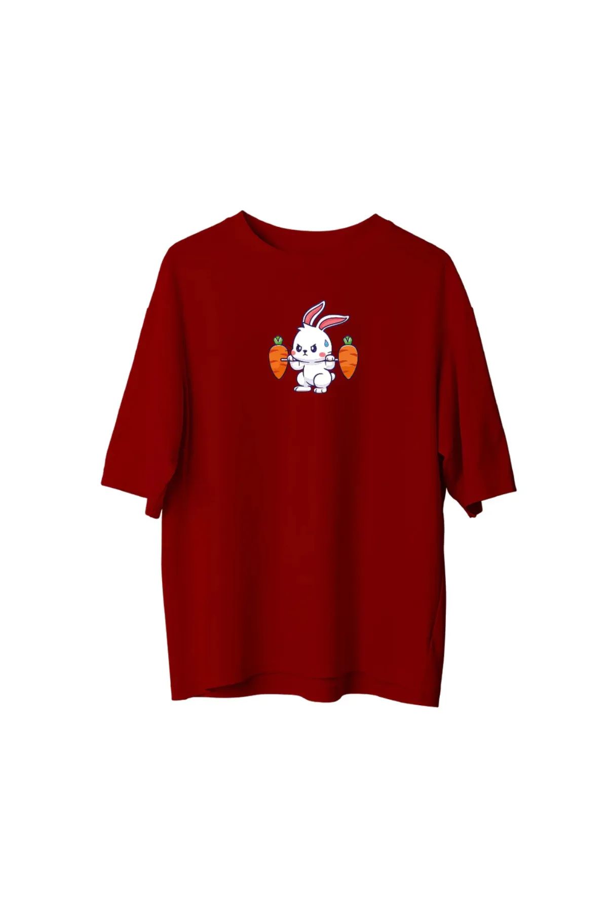 Koklonmoda Büyük Beden Unisex Deadlift Havuç Baskılı Oversize T-Shirt