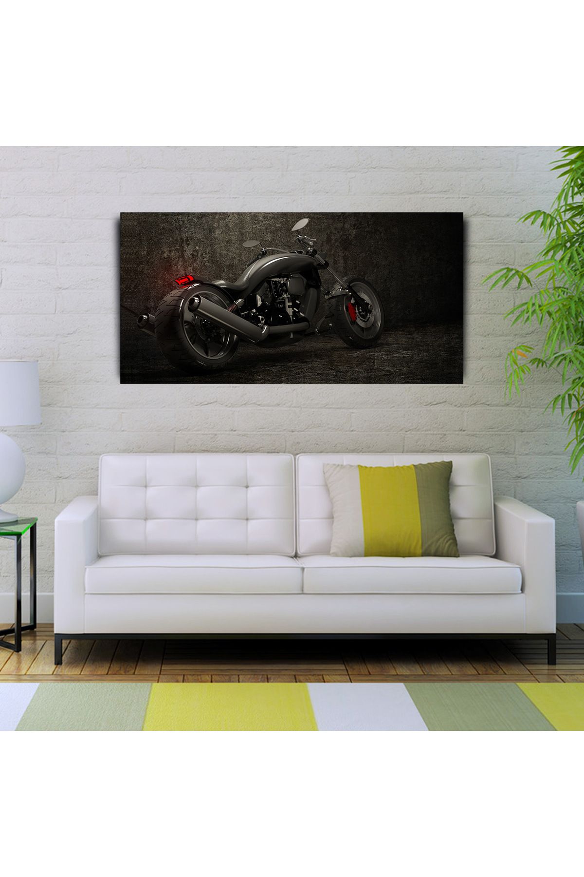 Kanonik Education Siyah Motorsiklet Canvas Tablo 60x120