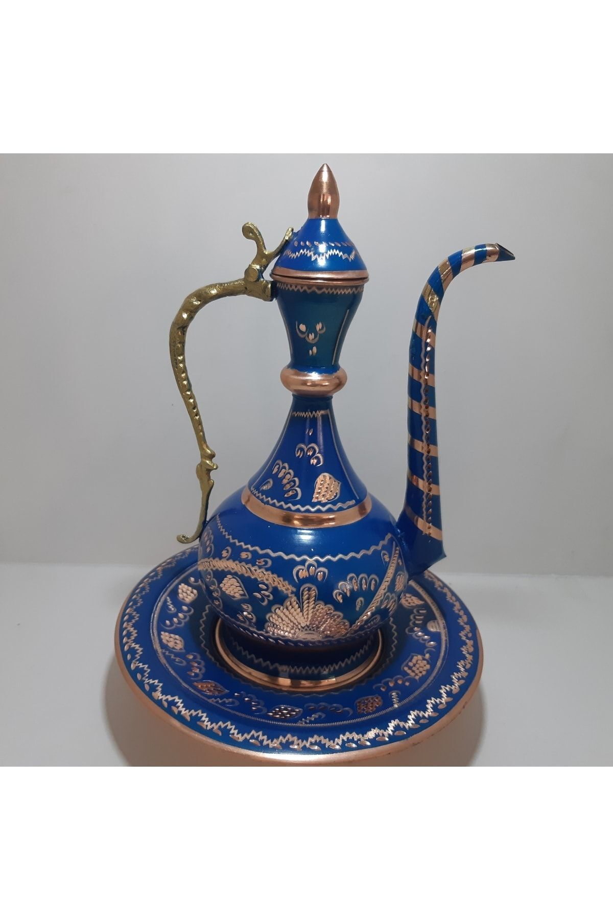 SerenityHaven Bakır Orta Ibrik Hediyelik Boy Lacivert No 3