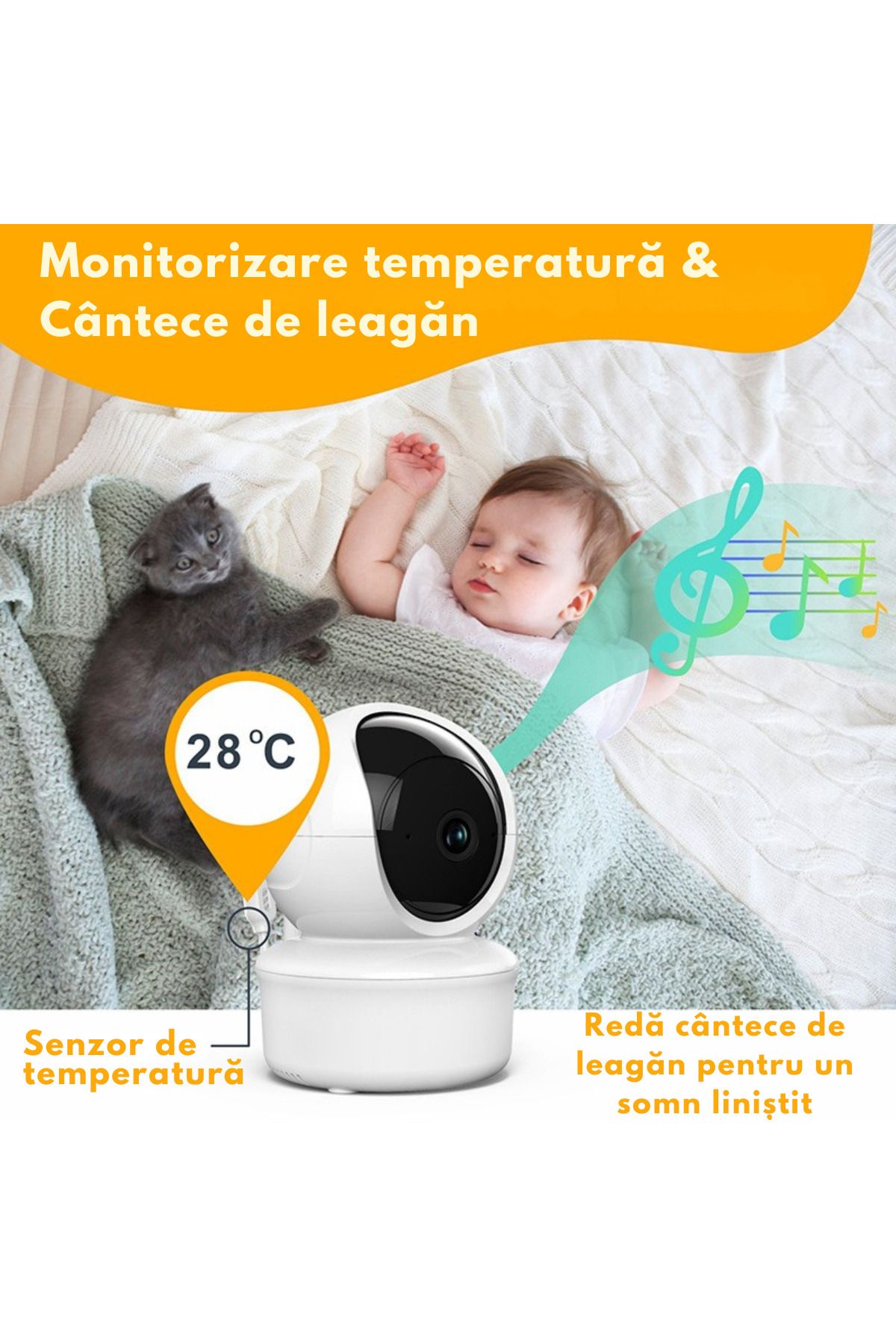 VisionHub-Baby Monitor Wifi 2in1 With Phone Application, Audio-video Camera Multi View, Night Vision, 355° Rotation 8