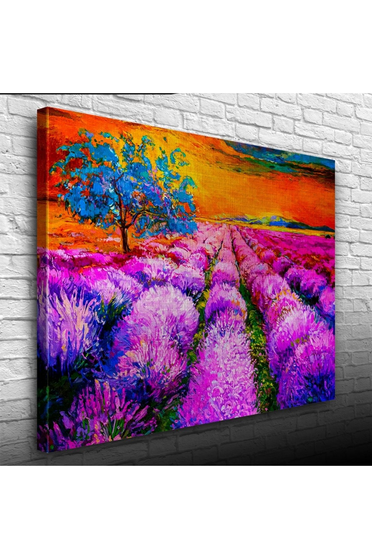 Kanonik Education Lavanta Tarlasında Gündoğumu Yağlıboya Kanvas Tablo 50 x 70