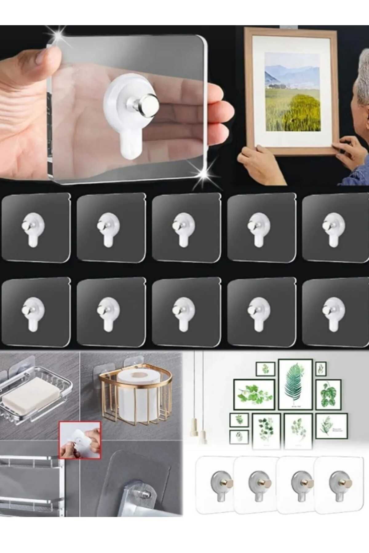 lawrenceshop 25 Adet Süper Güçlü Çerçeve Askısı Pin Delgisiz Vidalı Tırnak Kanca Yapışkanlı Raf Tutucu Askı