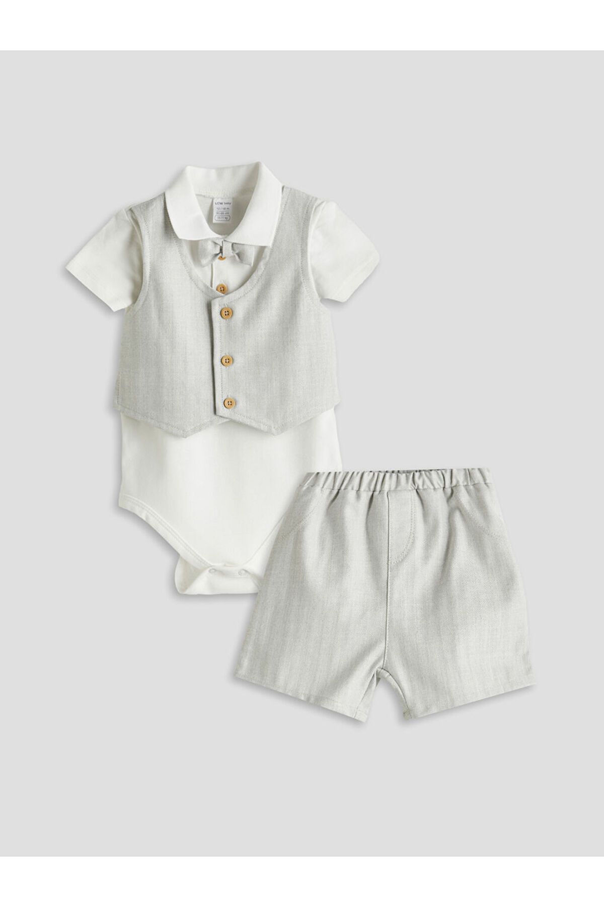 LC Waikiki Yeni Sezon Erkek Bebek Gomlek Sort ve Yelek 3'lu Takim - S5H695Z1