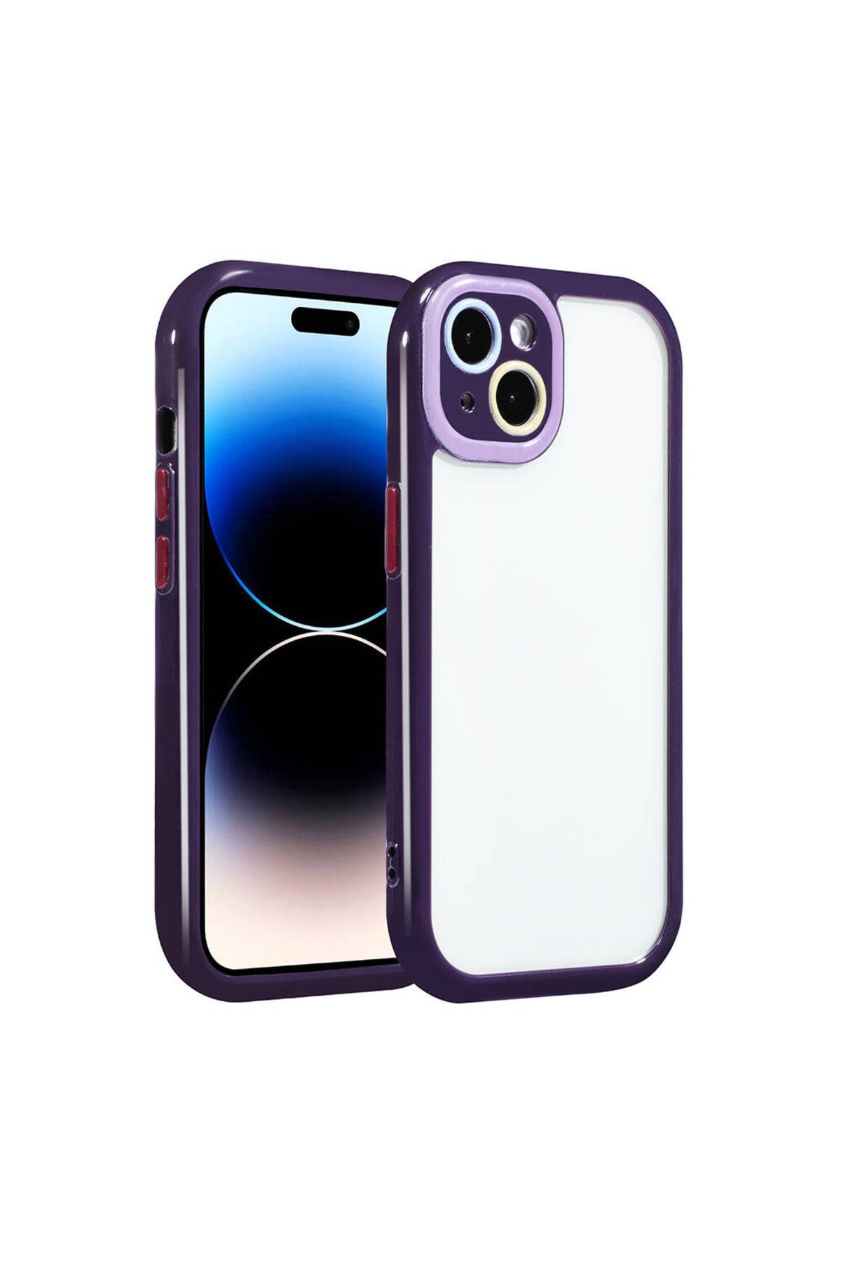 YTSGLOBAL iPhone 14 Kılıf Kamera Korumalı Renkli Kenar ve Çerçeve Tasarımlı YTSG Vitamin Kapak-Derin Mor