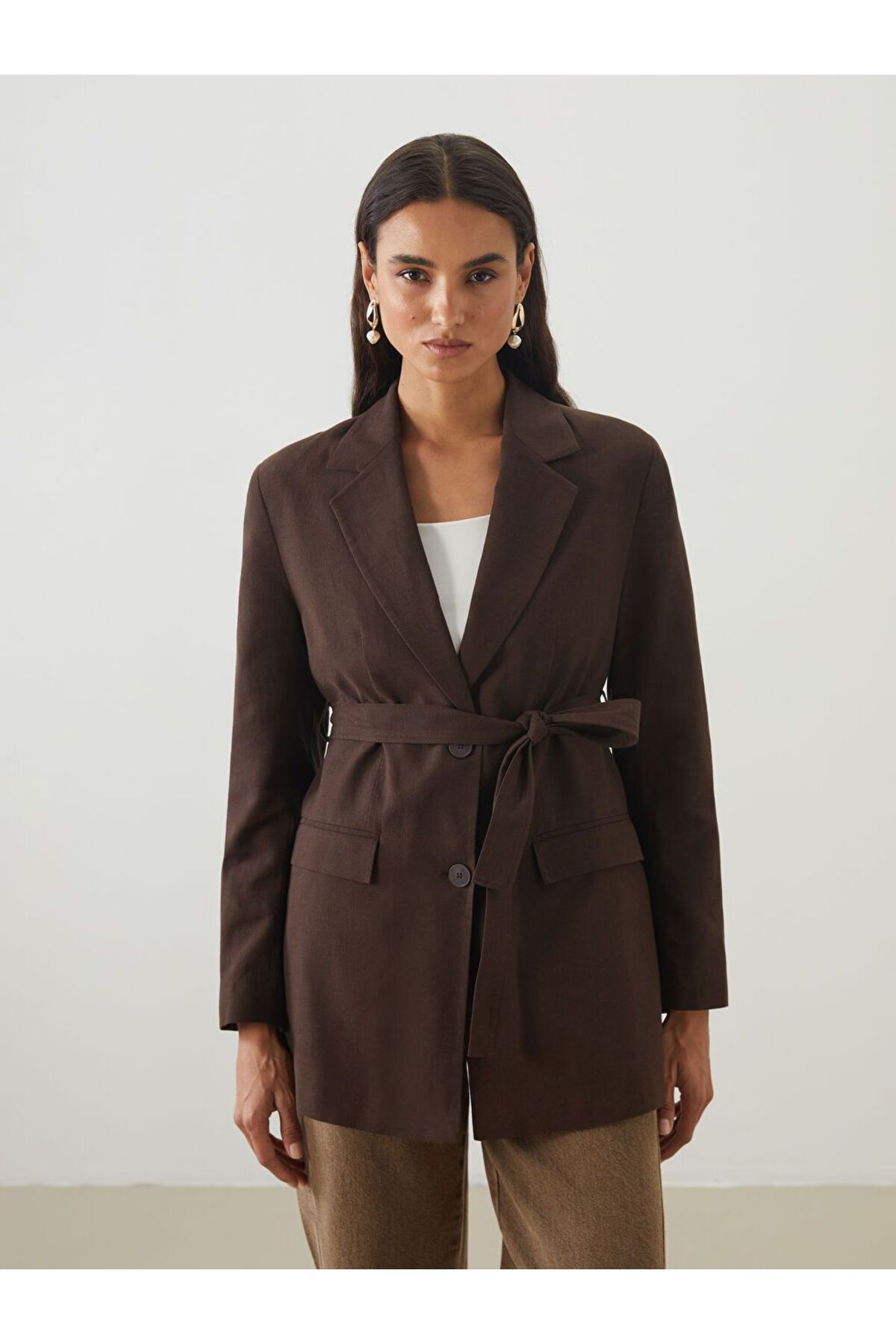 LC Waikiki LCW Modest Keten Karışımlı Kadın Blazer Ceket