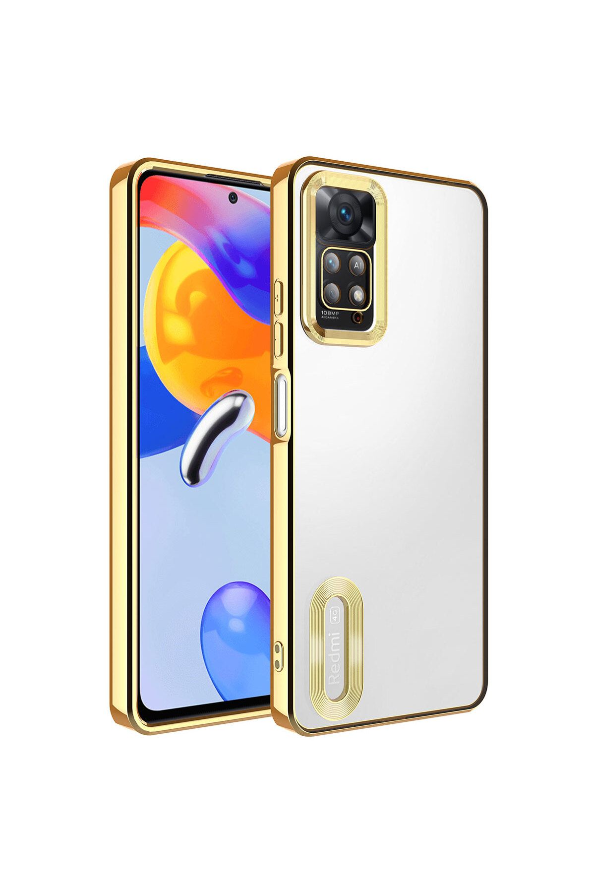YTSGLOBAL Redmi Note 12 Pro 4G Kılıf Kamera Korumalı Logo Gösteren YTSG Omega Kapak - Gold