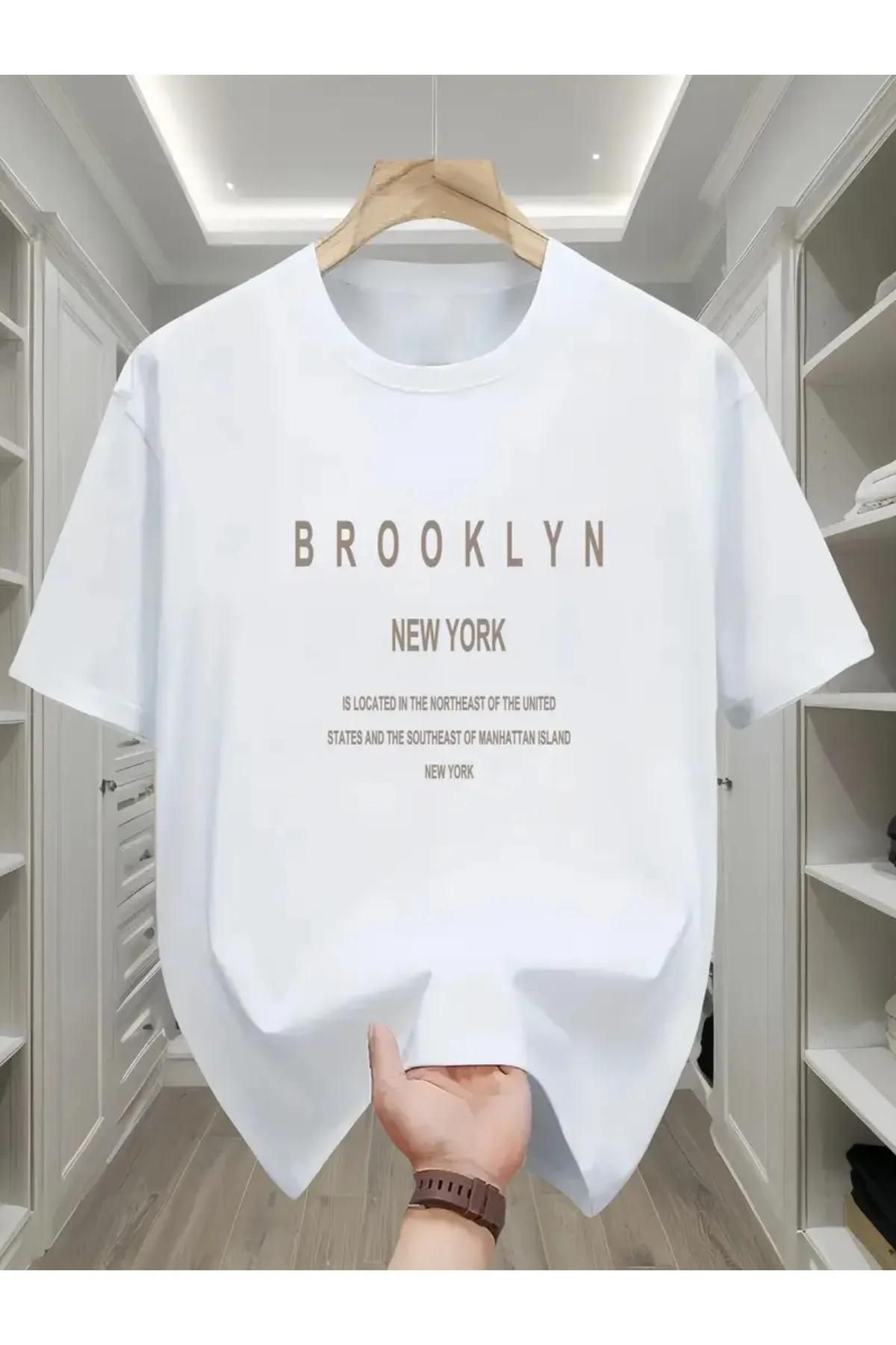 Koklonmoda Büyük Beden Unisex Brooklyn Baskılı Oversize T-Shirt