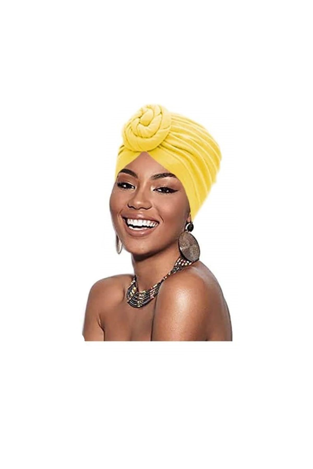 animis beauty Turban Pentru Femei, Din Viscoza, Fashion Casual Sau Post Chimioterapie, Galben Femeie - One Size