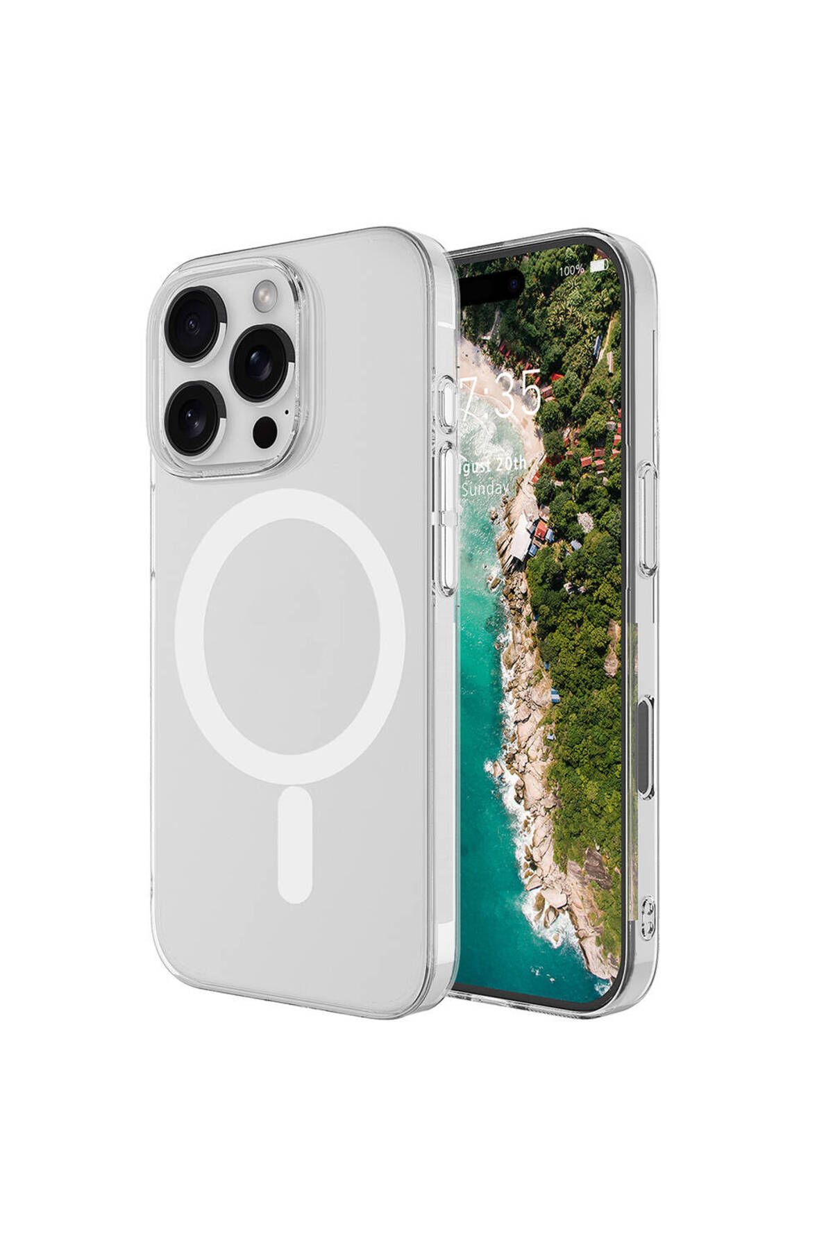 YTSGLOBAL Apple iPhone 16 Pro Kılıf YTSG Magsafe Şarj Özellikli Şeffaf Tek Kamera Çerçeveli Porto Kapak-Şeffaf