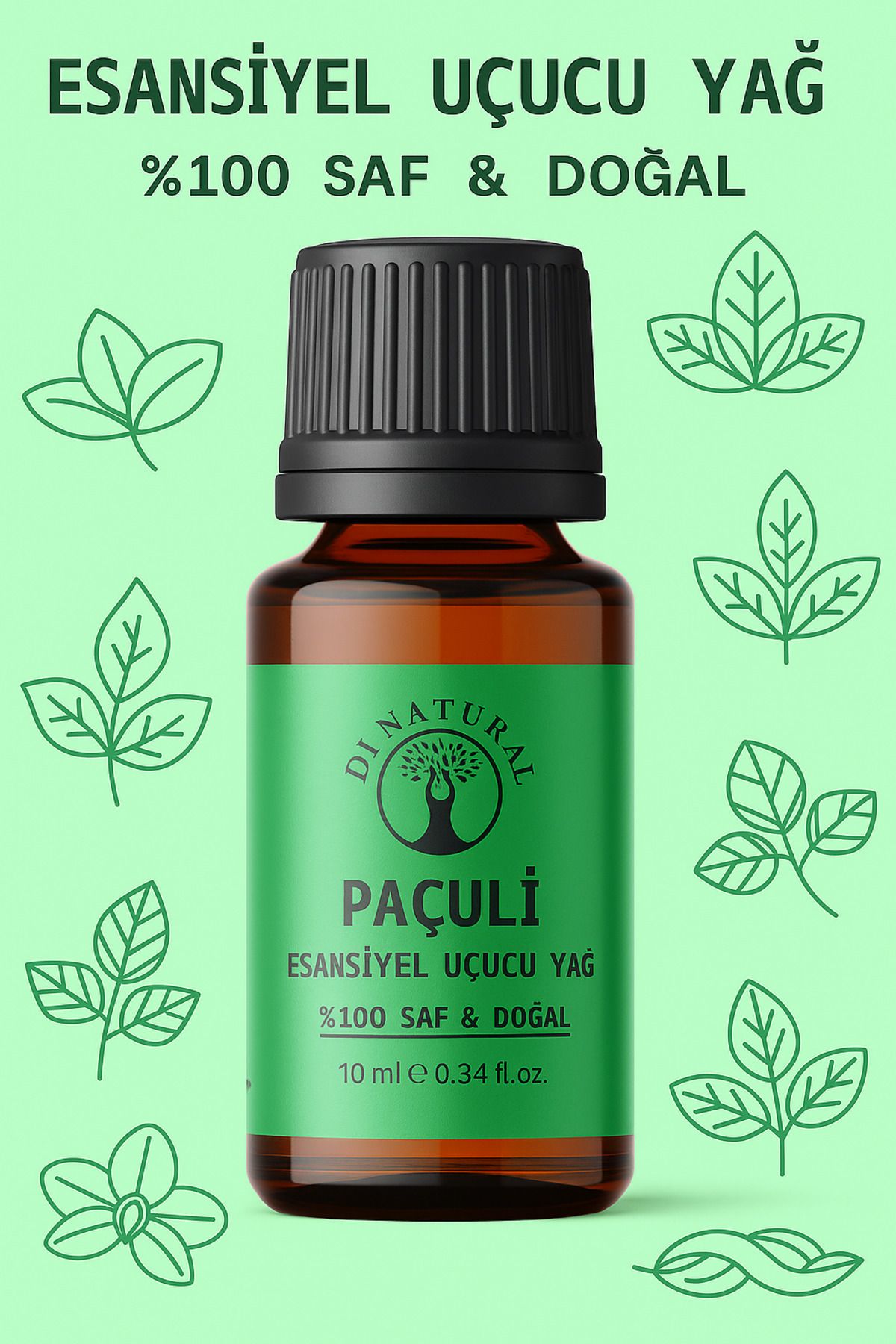 di naturel Paçuli Uçucu Yağ %100 Saf Doğal Esans Buhurdanlık Difüzör Oda Esansı 10 ml