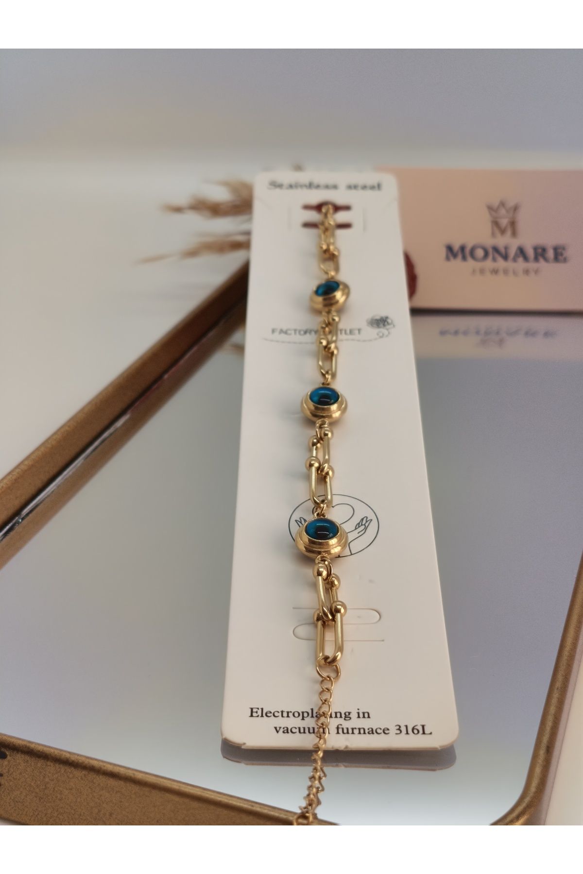 MONARE JEWELRY Monare Kadın Çelik Bileklik Kararmaz Suya Dayanıklı Antialerjik