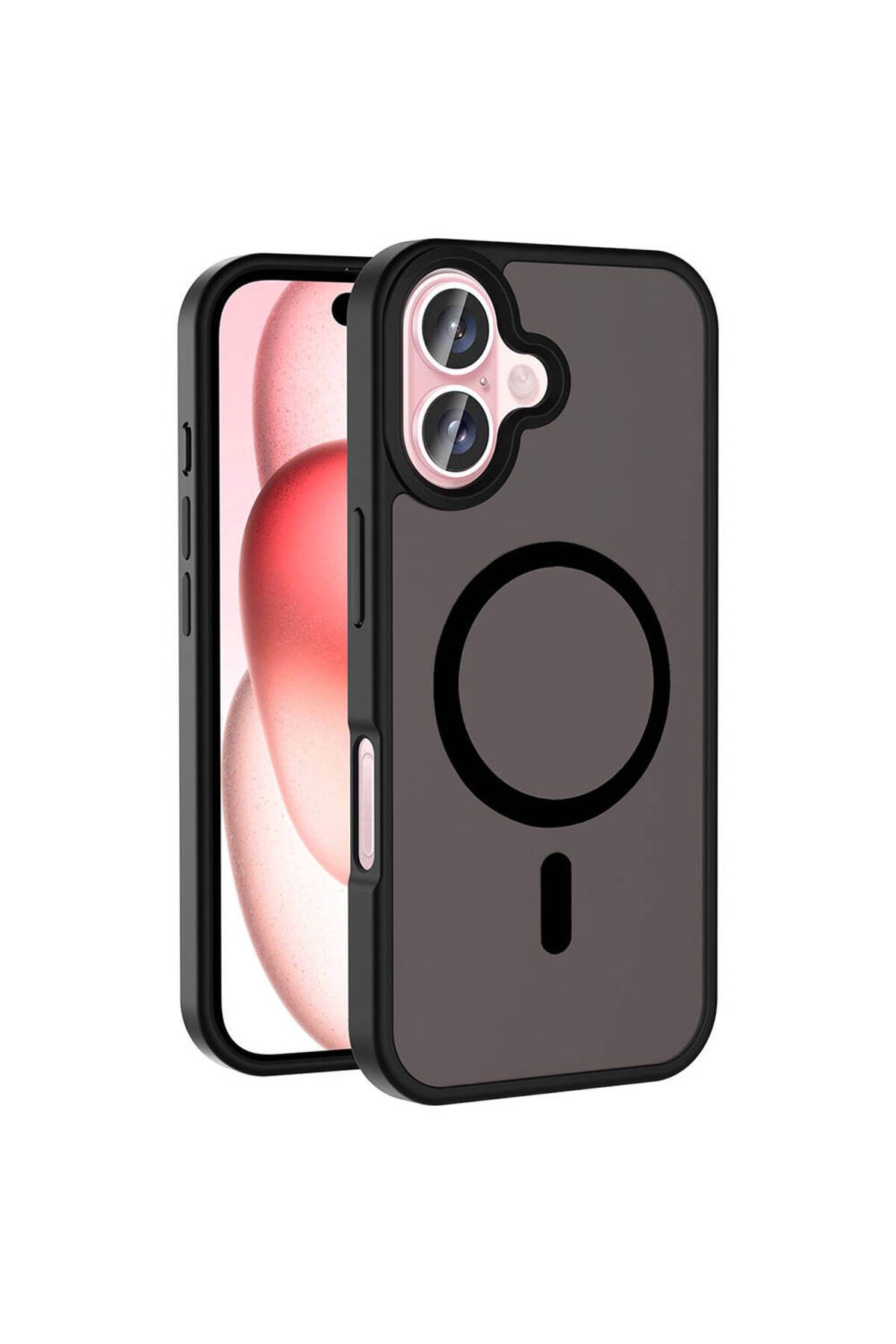 YTSGLOBAL iPhone 16 Plus Kılıf Magsafe Şarj Özellikli Mat Arka Yüzey YTSG Sio Kapak-Siyah