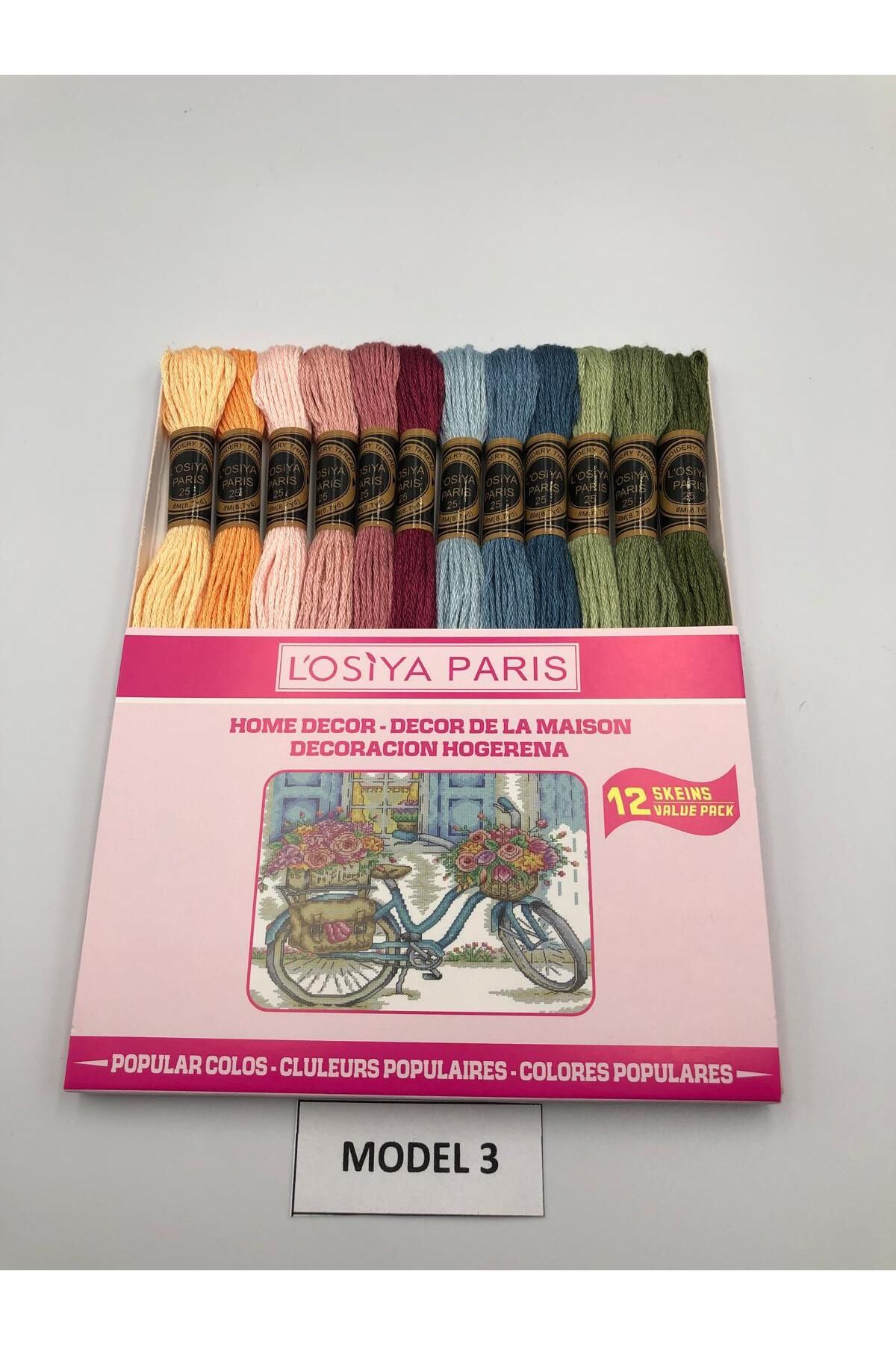 LOSİYA PARİS Losiya Paris Muline Ip Seti Etamin Ipi Kanaviçe Ipi Seti 12 Renk Koton