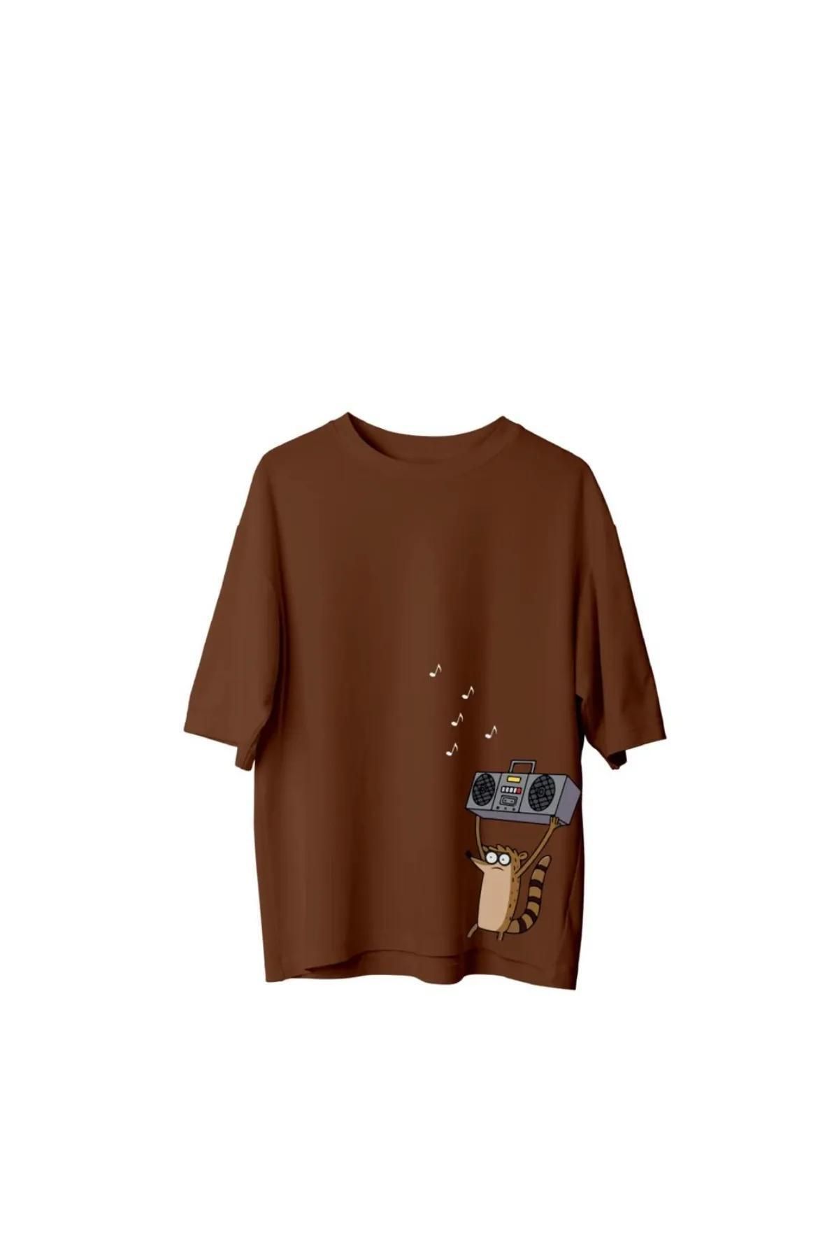 Koklonmoda Büyük Beden Unisex Rigby Baskılı Oversize T-Shirt
