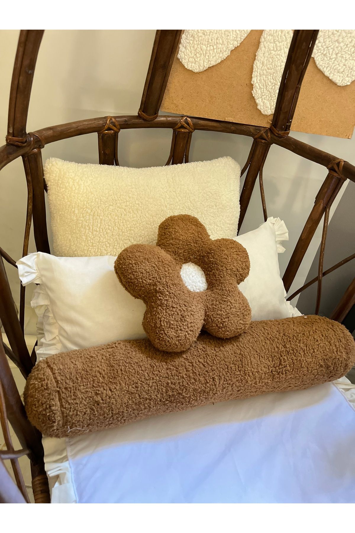 Cherry Bloom Cotton Teddy Peluş Papatya Yastık Mini 20 cm