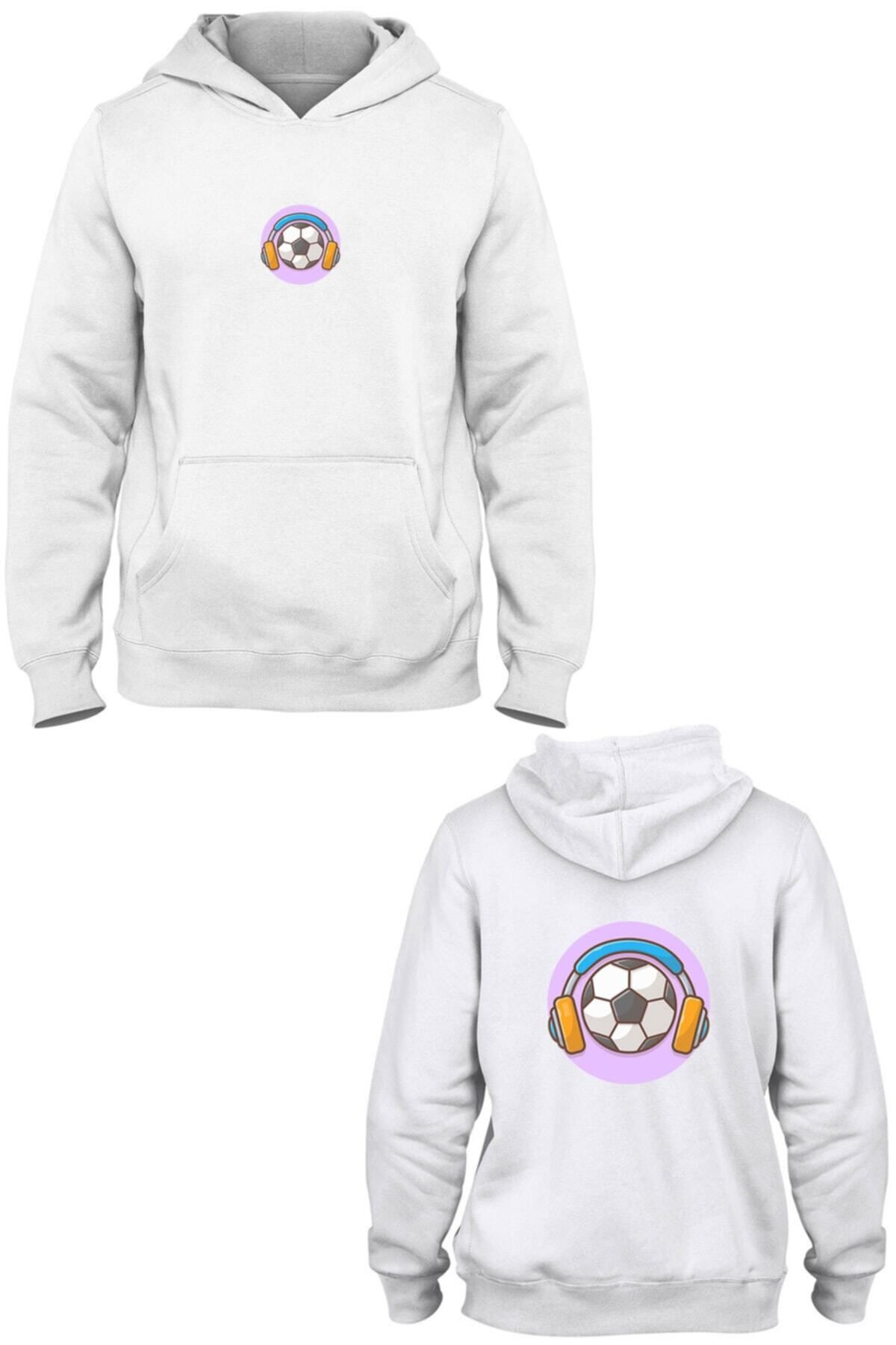 Pisa Art Kulaklık Ön Arka Baskılı Kanguru Cepli Kapşonlu Sweatshirt Bll1195
