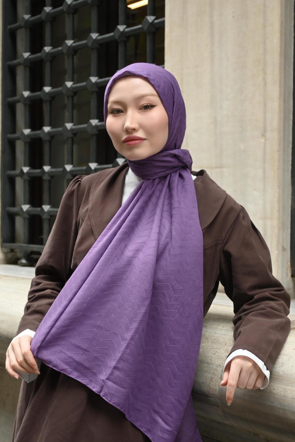 Pull Scarfs Lavanta - Zigzag Desen Bambu Jakar