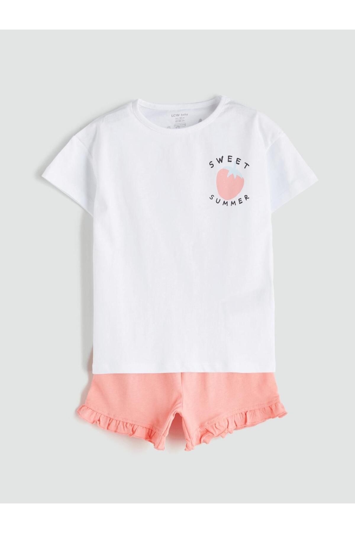 LC Waikiki Yeni Sezon Meyve Baskili Kiz Bebek Tisort ve Sort 2'li - S5GI43Z1