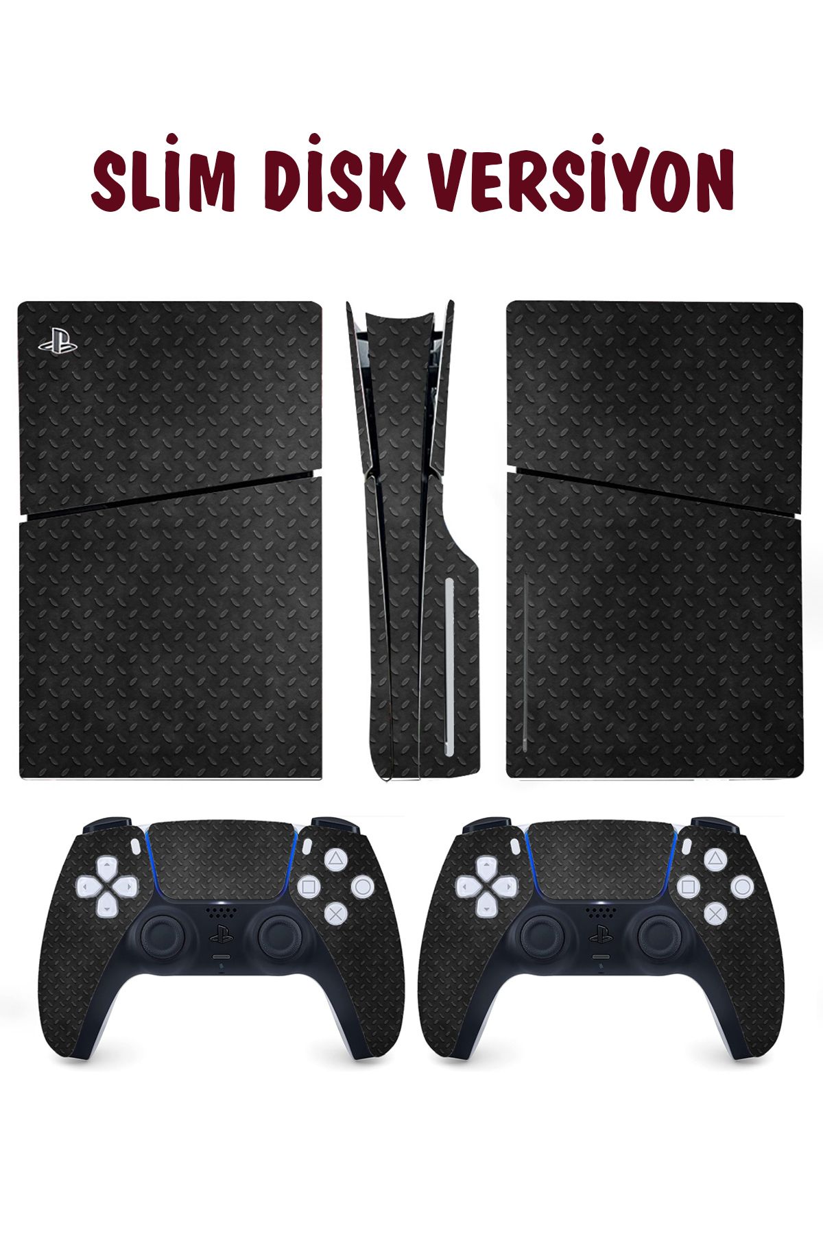 KT Decor Siyah Metal Yüzey Playstation 5 Full Sticker Kaplama Seti