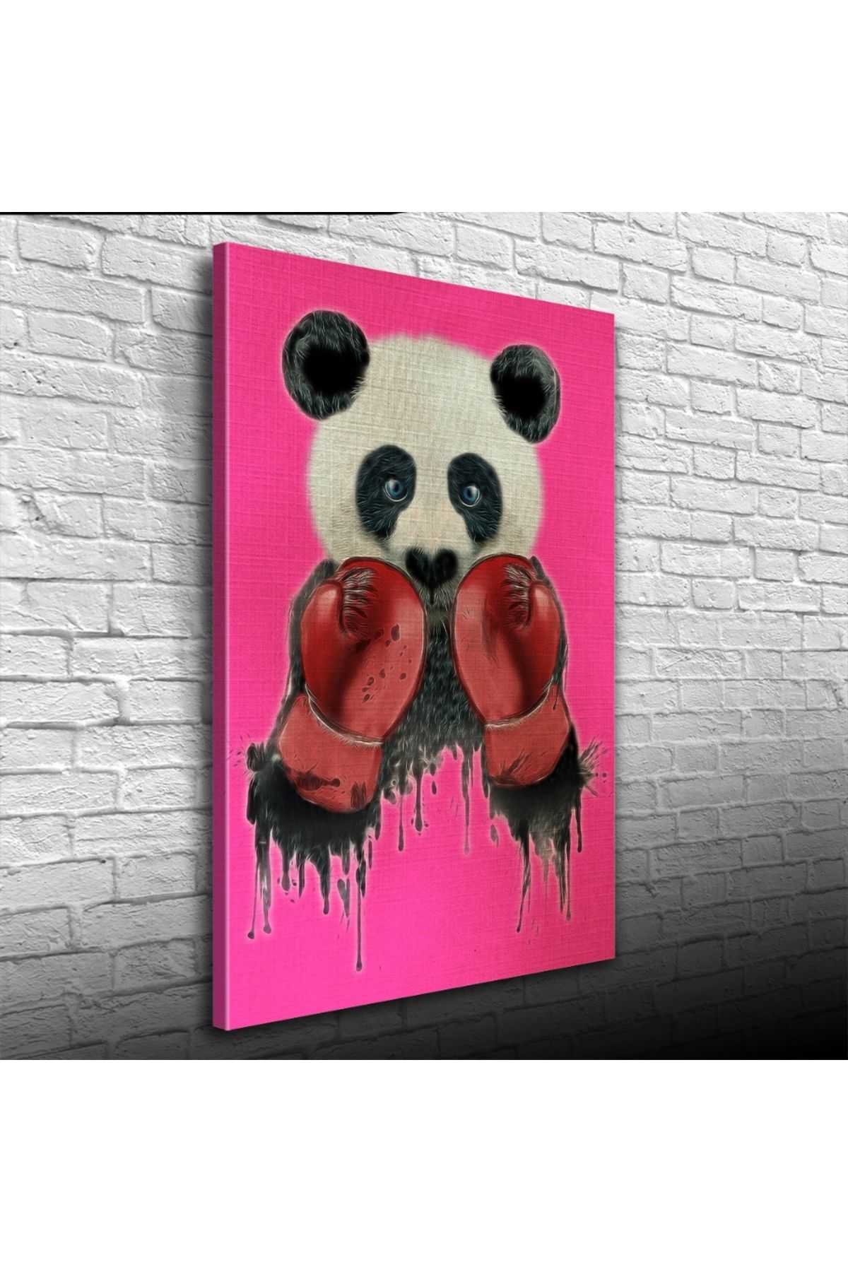 Kanonik Education Pembe Arka Plan Boksör Panda Kanvas Tablo 50 x 70