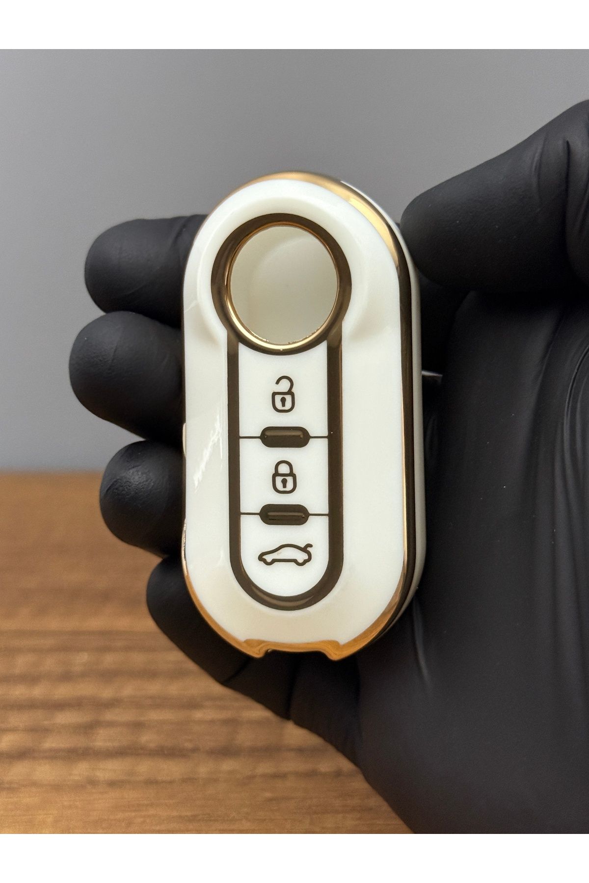 Mavi Keys Fiat Doblo, Ducato Uyumlu Sustalı 3 Düğmeli Silikon Anahtar Kumanda Koruma Nano Kılıf – Beyaz Renk