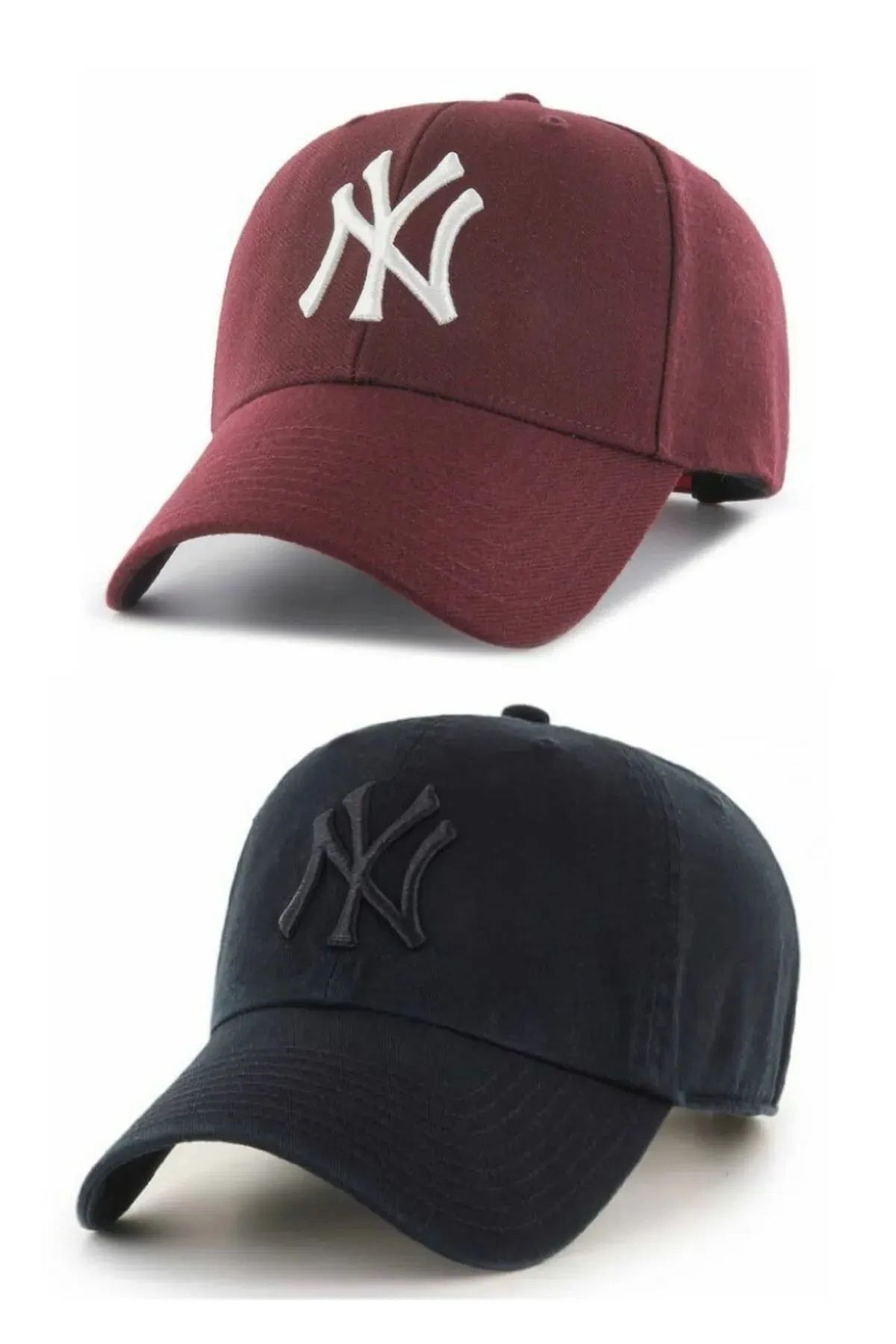 Themizel Spor Unisex NY Nakışlı Pamuklu 2'li Takım Arkası Cırtcırtlı Ayarlanabilir ŞAPKA CAP