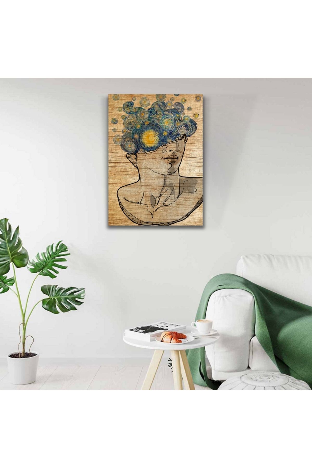 Kanonik Education Soyut Büst Resmi , Kahve Rengi Tonlarda Kanvas Tablo 50 x 70