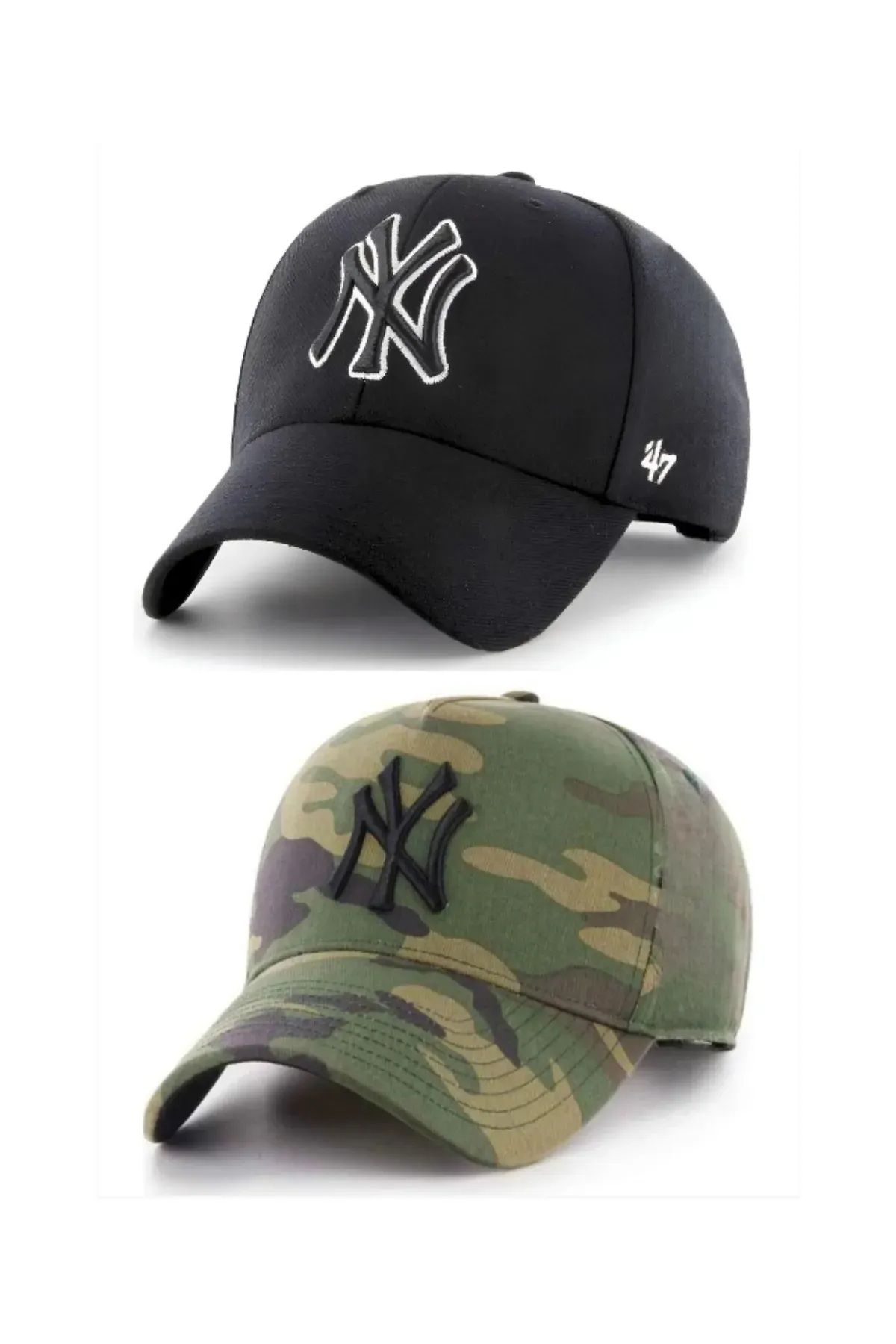 Themizel Spor Unisex NY Nakışlı Pamuklu 2'li Takım Arkası Cırtcırtlı Ayarlanabilir ŞAPKA CAP