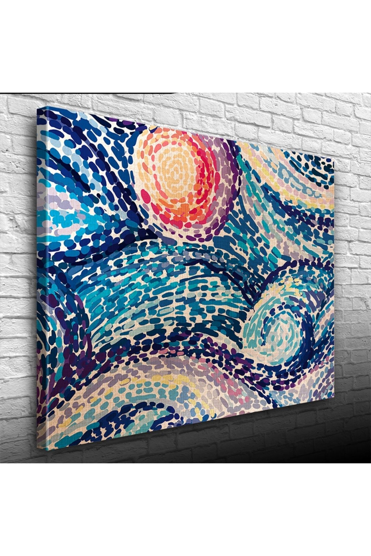 Kanonik Education Soyut Çalışma, Mavi ve Kırmızı Tonlarda Kanvas Tablo 50 x 70