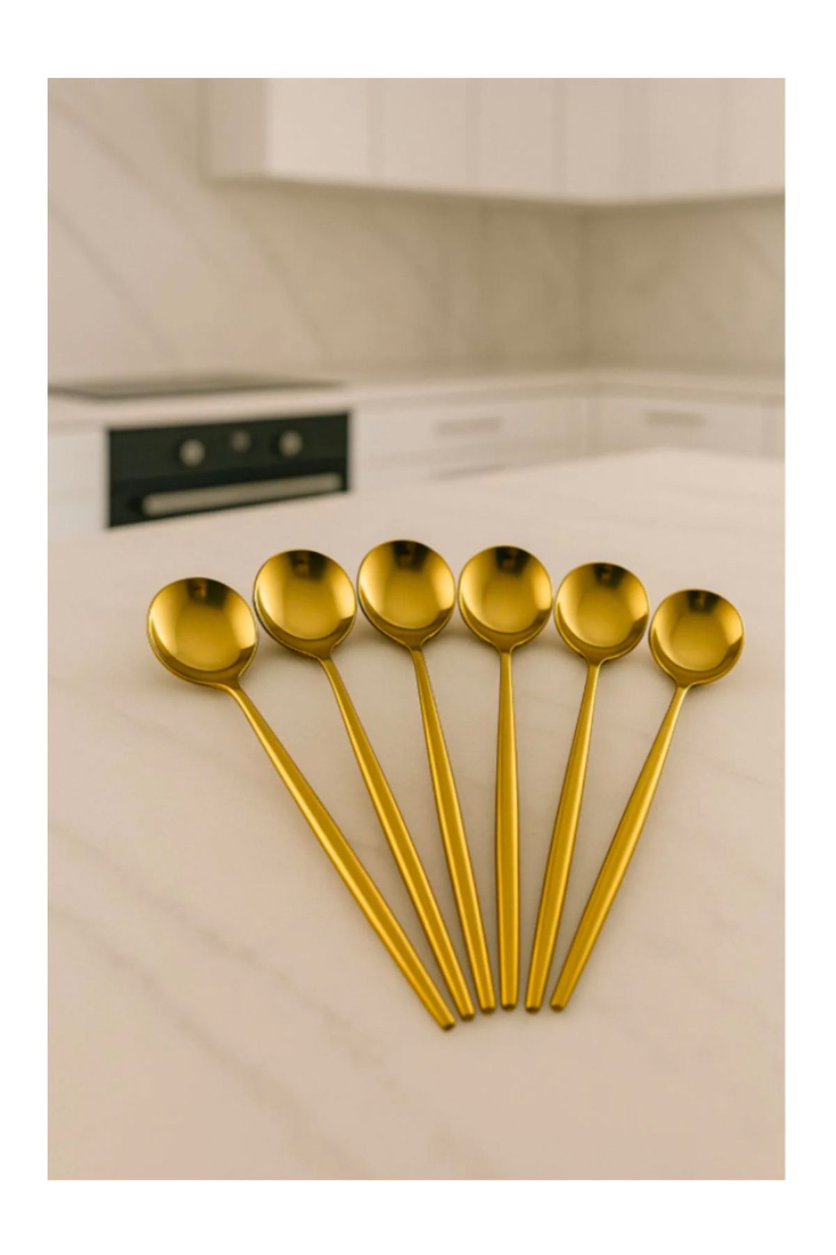 CeysHOME 6 Adet Gold Detaylı Kaşık Takımı | 6 Parça Lüks Yemek Kaşık Takımı 22 Cm