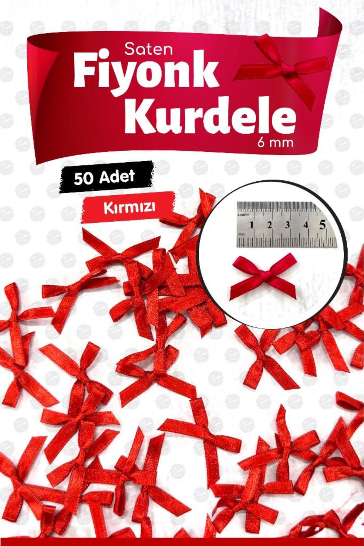 t tuğset etiket Fiyonk Saten 6 Mm Kurdele Fiyonk Kurdele Süs 50 Adet -T1380
