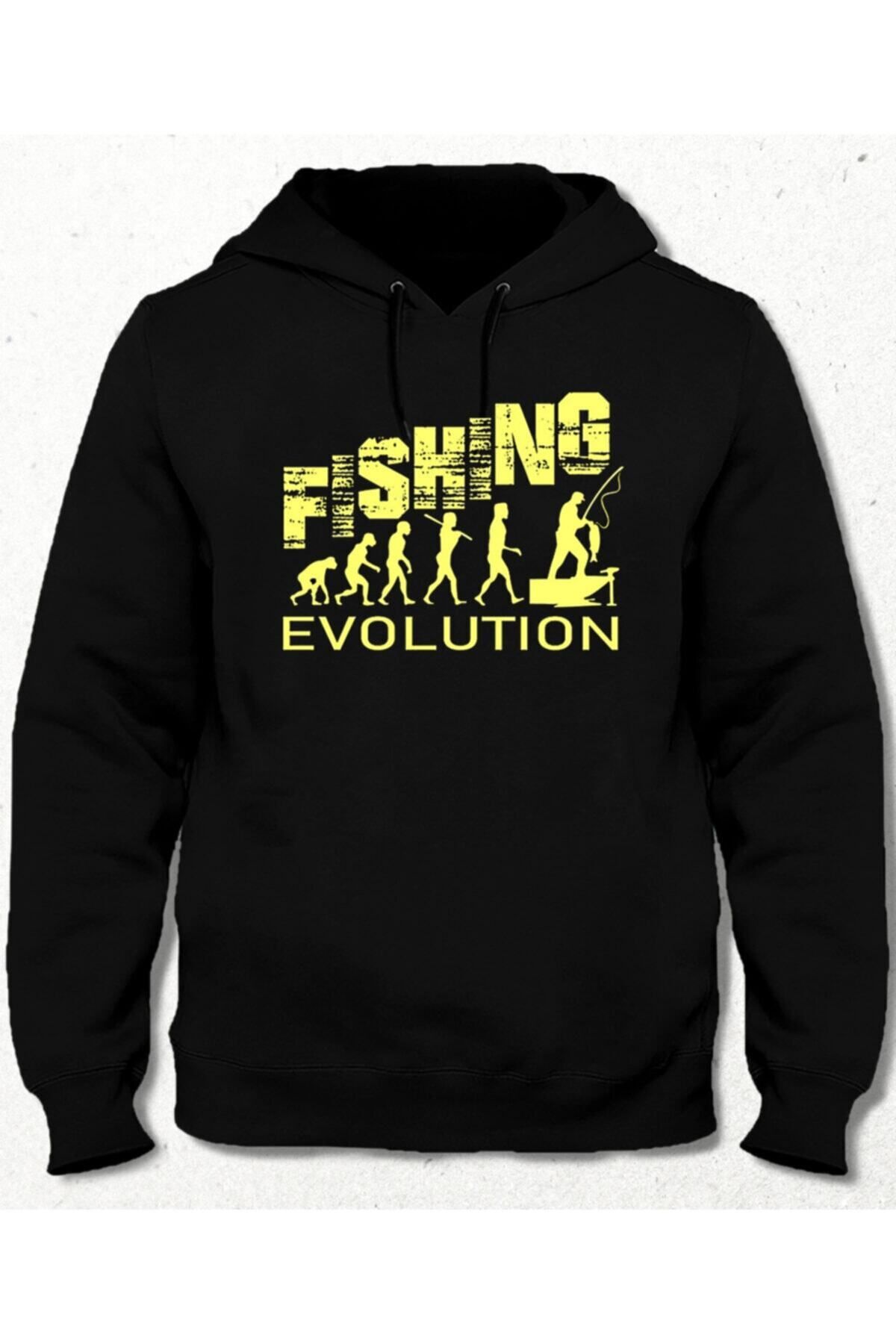 Pisa Art Fishing Siyah Cepsiz Kapşonlu Sweatshirt