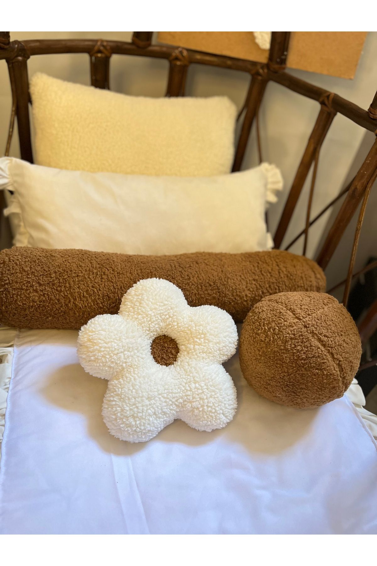 Cherry Bloom Cotton Teddy Peluş Papatya Yastık Mini 20 cm