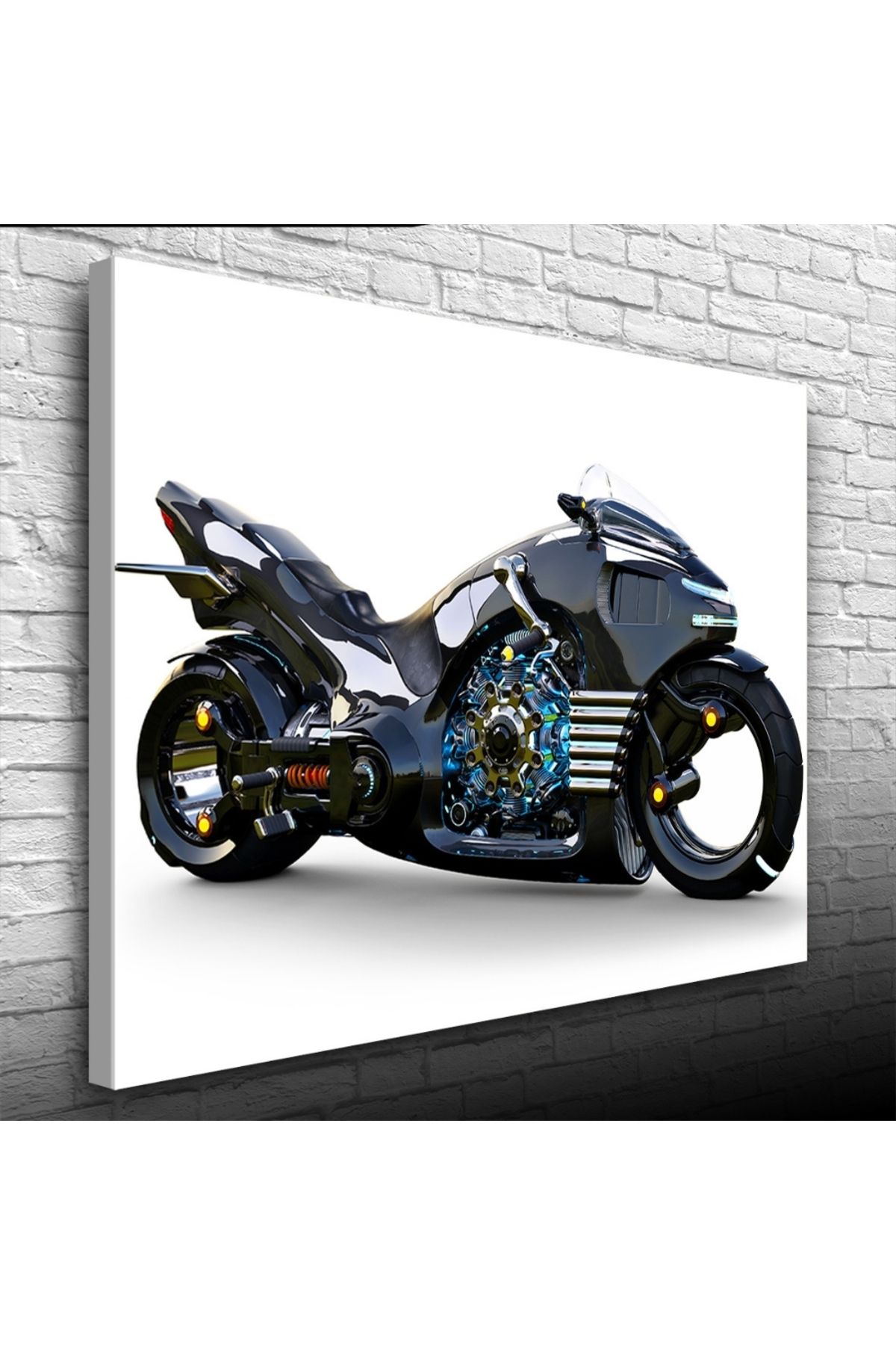 Kanonik Education Naked Futuristik Motosiklet Kanvas Tablo 50 x 70
