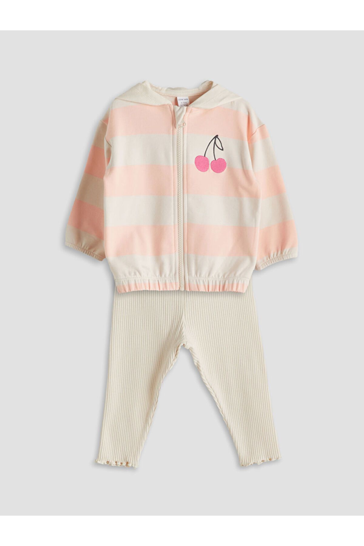 LC Waikiki Yeni Sezon Kiraz Baskili Kiz Bebek Hirka ve Tayt 2'li - S5BS44Z1