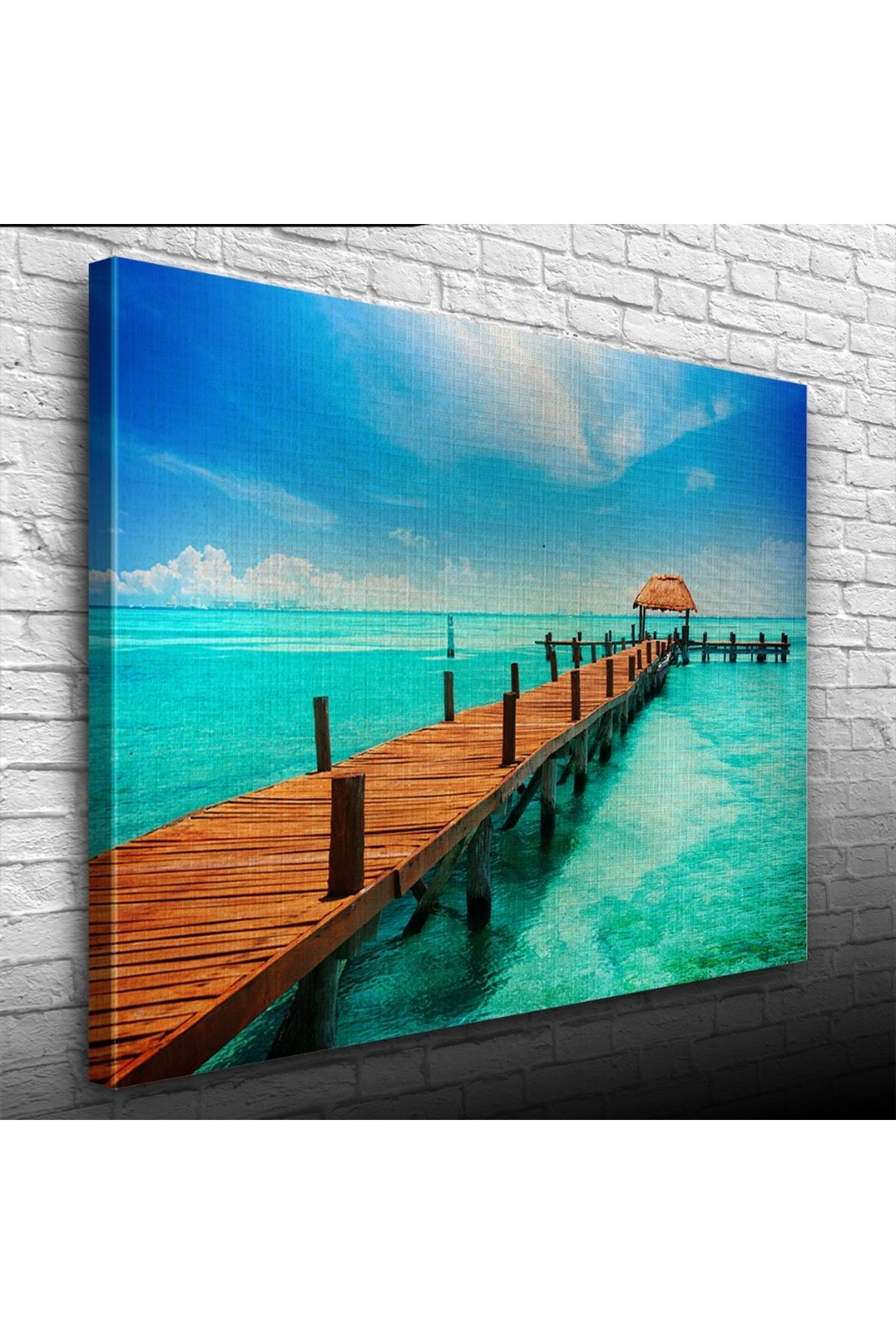 Kanonik Education Turkuaz Deniz ve İskele Kanvas Tablo 50 x 70
