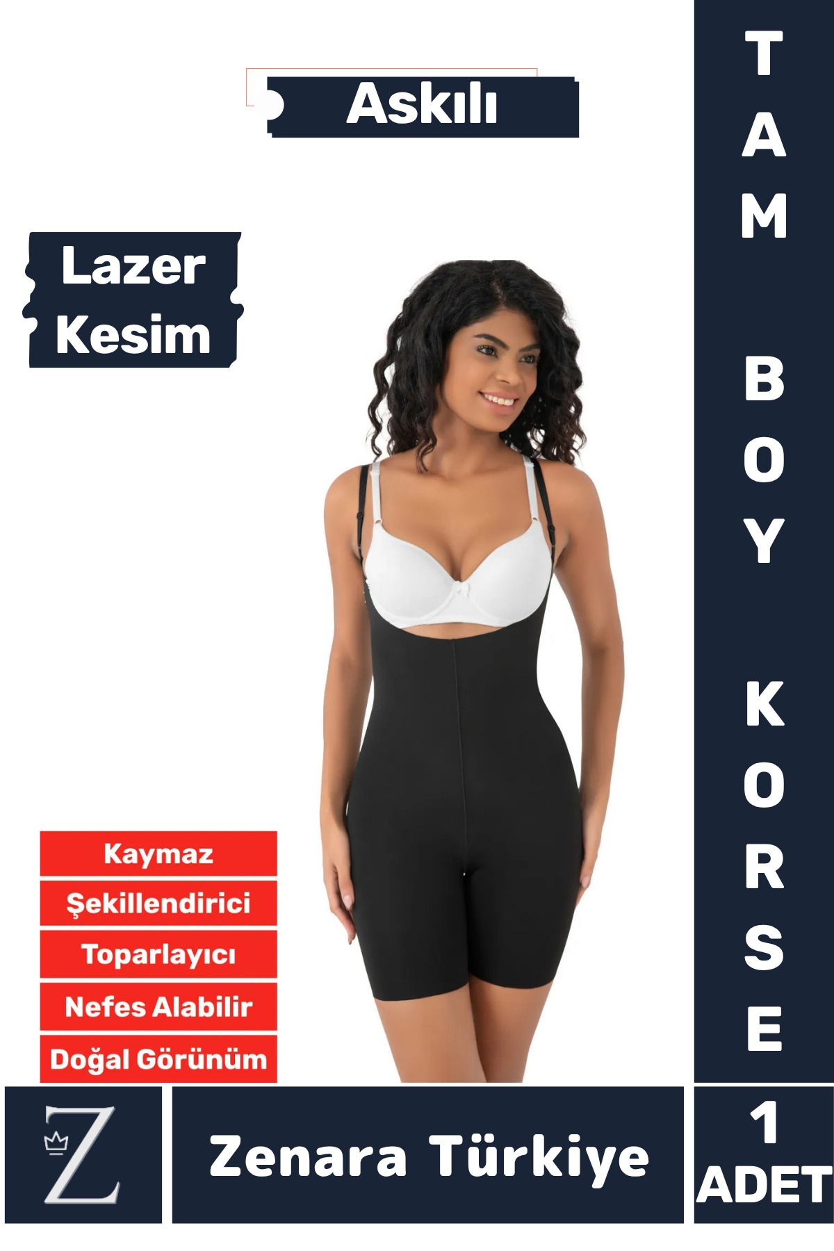 Zenara İz İç Göstermez Kaymaz Sıkılaştıran Şekillendiren Toparlayan LAZER KESİM Askılı Tam Boy Korse