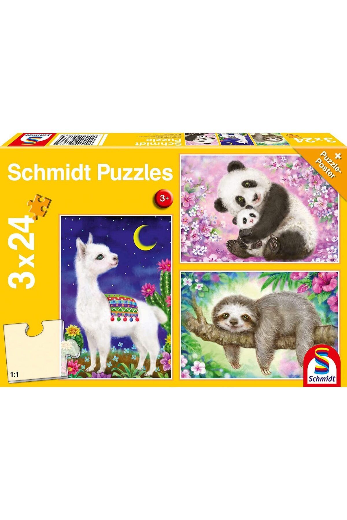 Schmidt-Schmidt Puzzle - Panda, Llama, Sloth, 3x24 pieces 2