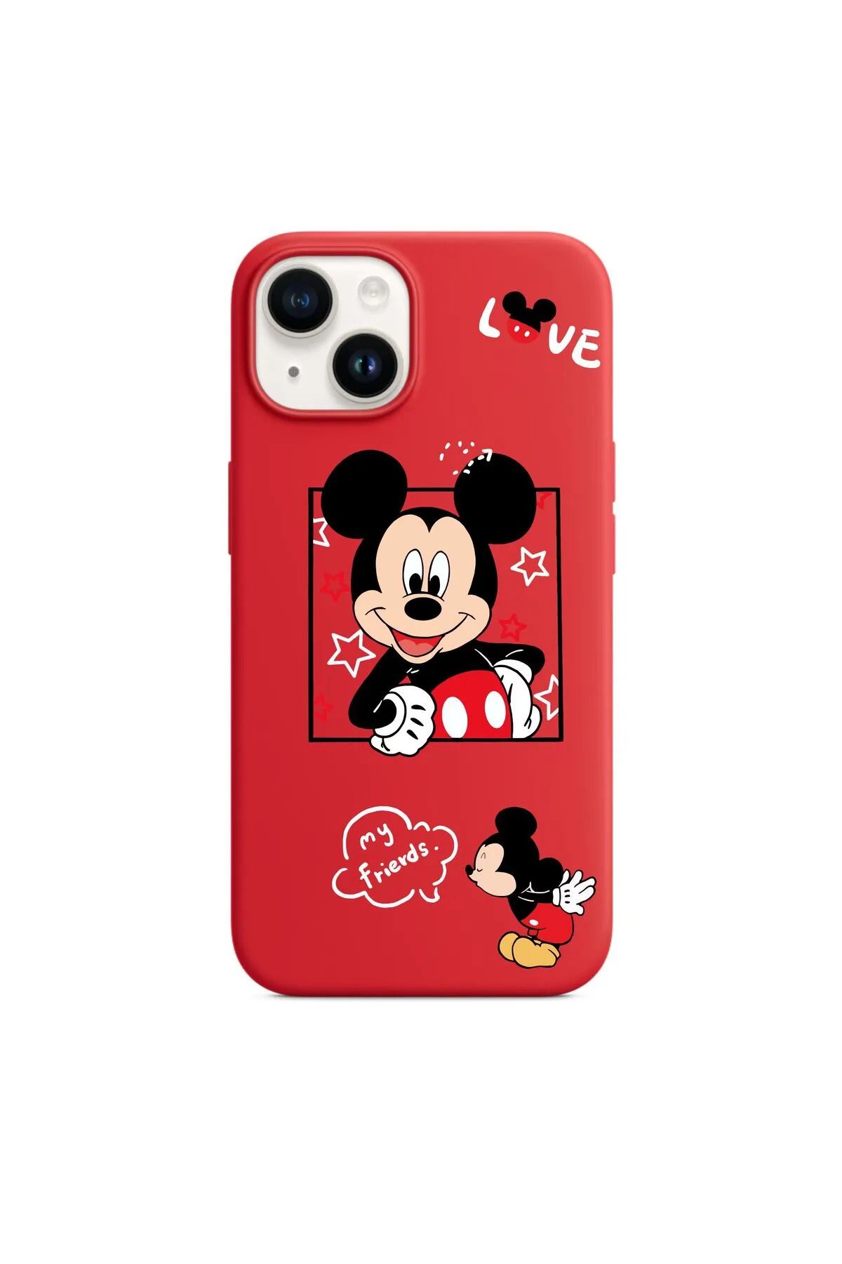 Butik iPhone 13 Uyumlu Mickey Mouse Desenli Kabartmalı Koruyucu Telefon Kılıfı