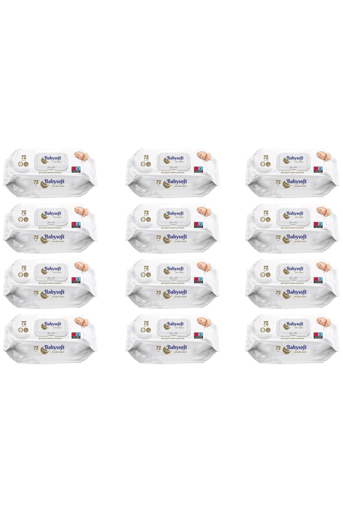 Babysoft ΣΕΤ 12 x Μαλακά Υγρά Μαντηλάκια Premium για Μωρά – 72 τεμάχια/συσκευ...