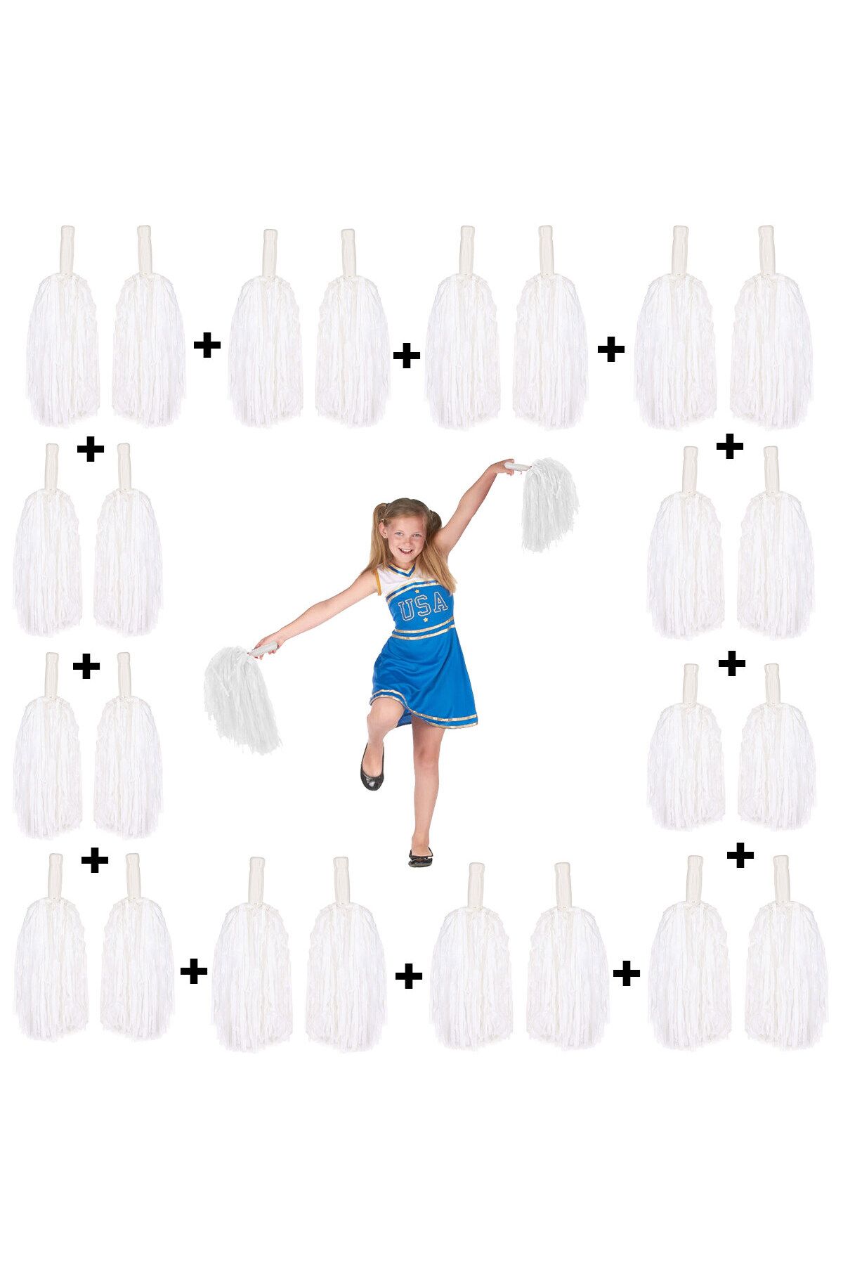 D&M Life Collection 12 Çift Beyaz Gösteri Ponponu (24 Adet)