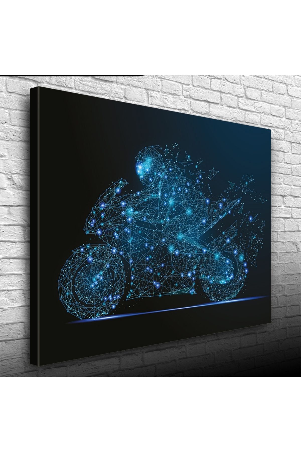 Kanonik Education Siyah ve Mavi Tonlarda Spor Motosiklet Kanvas Tablo 50 x 70